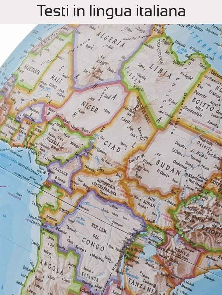 Tecnodidattica - Mappamondo NATGEO Classic | Cartografia Fisico-Politica ufficiale National Geographic Classic | Luminoso e girevole | Testi in Italiano | Diametro 30 cm