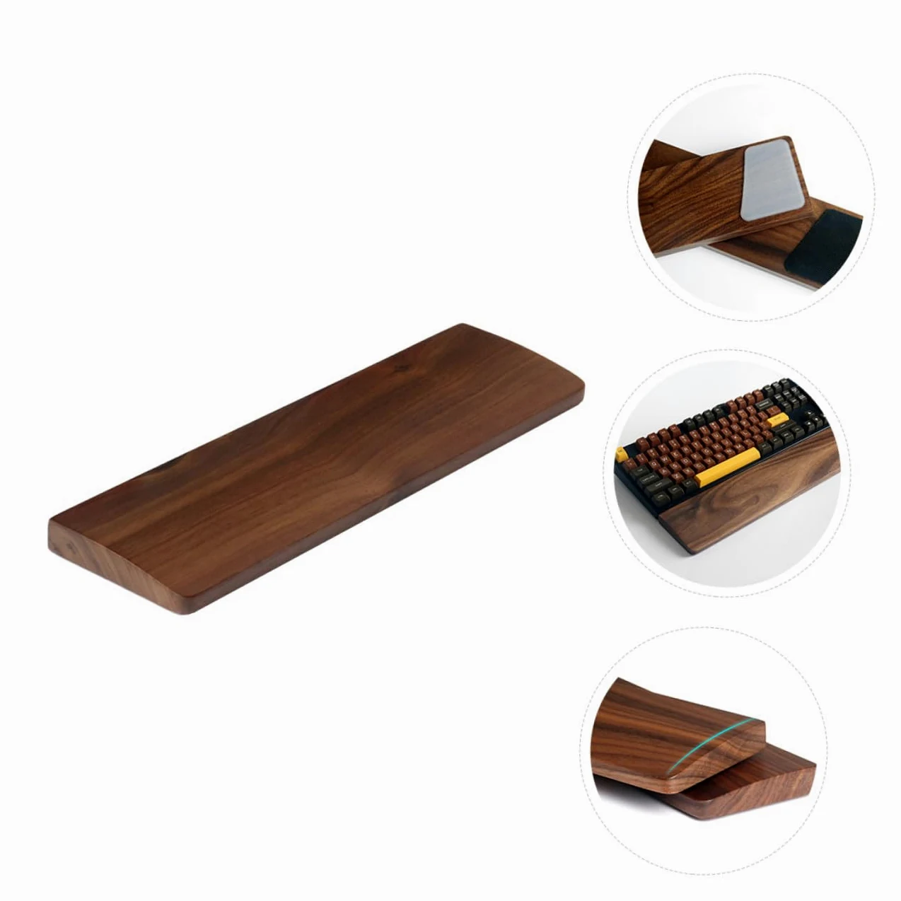 Poggiapolsi Ergonomico in Legno di Noce 300mm per Tastiera | Tonalità Caffè, Venatura Naturale del Legno, Misura 300×80mm, Finitura Elegante e Lavorazione Curata