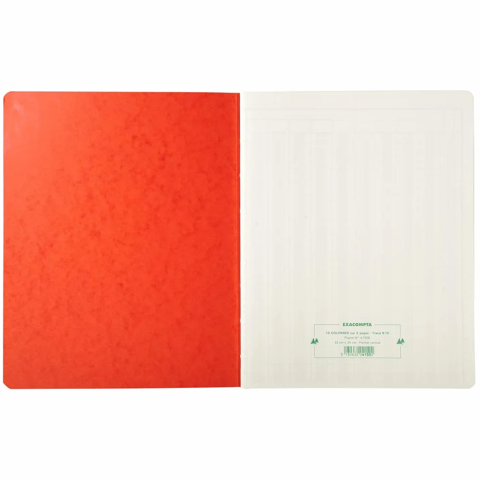 Exacompta 4015E - Pizzichino a 15 colonne 32 x 25 cm, 15 colonne su 2 pagine, 33 righe per pagina, 80 pagine, carta 110 g, colori casuali