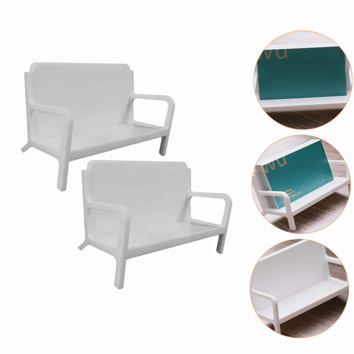 HOMSFOU 3 Set Porta Biglietti Da Visita Titolari Display Organizzatore Saluto In Piedi Titolare Della Carta Dell'ufficio Porta Carte Da Esposizione Abs Bianca 2 Pezzi * 3