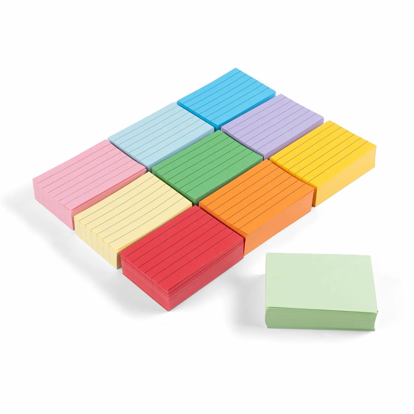 Carehabi Cartoncini Colorati 1000 Pezzi A8, Flashcards a Righe per Ufficio, Scuola, Casa