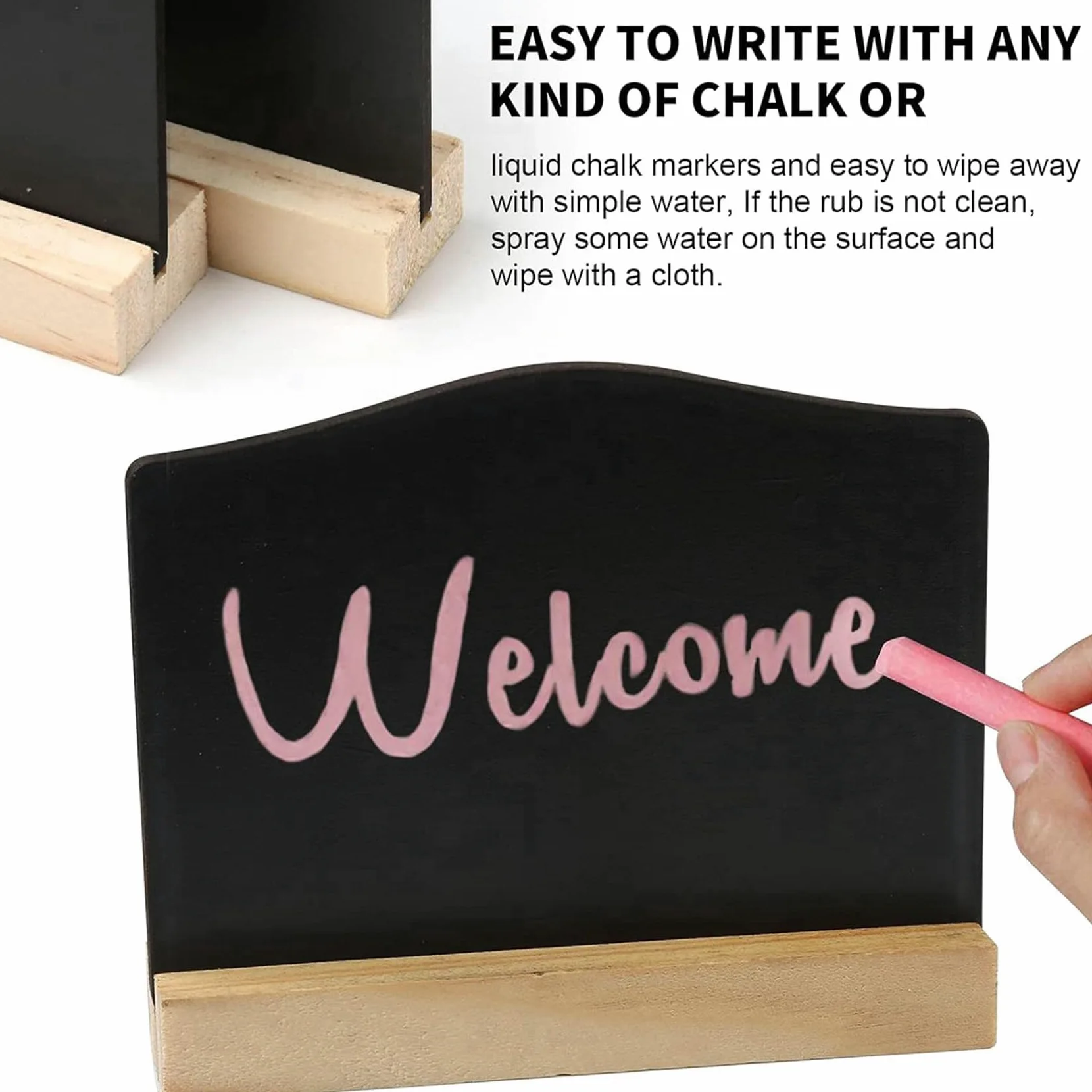 Breeshy Confezione da 24 mini lavagne nere per appunti di cucina con supporti 10 x 7,2 cm, lavagna nera per messaggi da tavolo