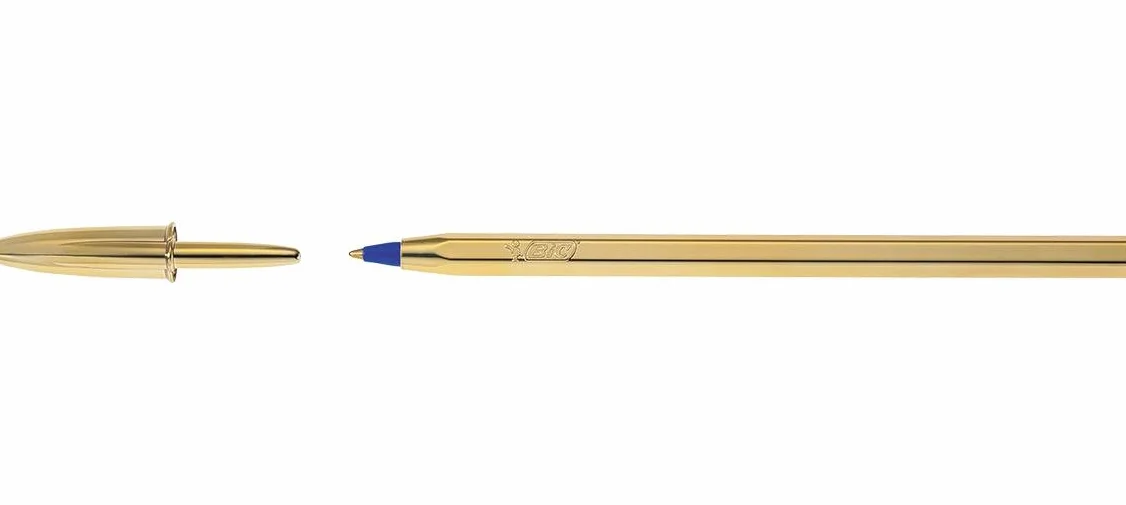 BIC – Set di 3 penne sfera cristallo Shine PTE Media 1 mm Blu Corpo Oro