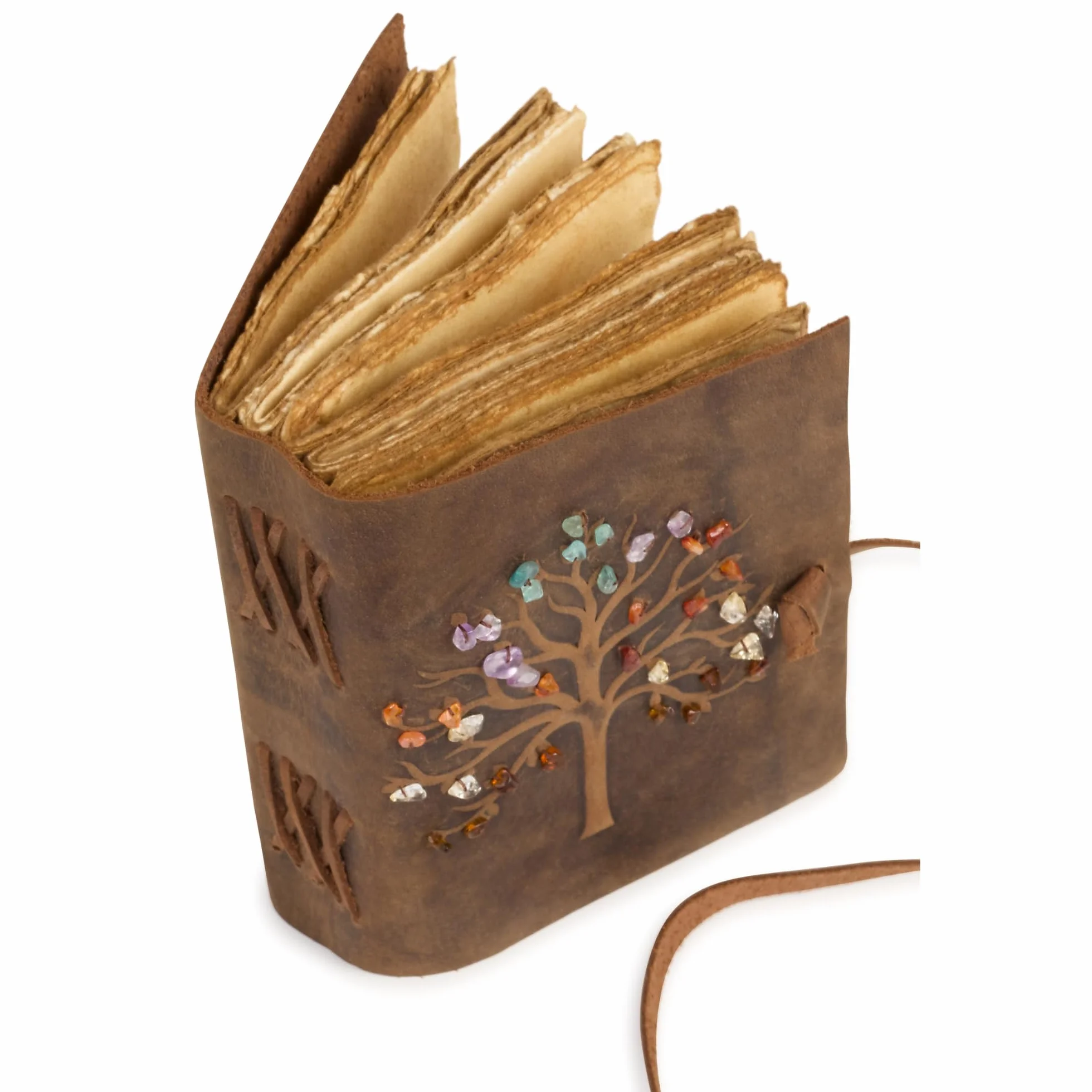 Taccuino da viaggio in pelle con albero della vita, conciata vegetale, carta di cotone, ideale come diario per scrivere, taccuino da viaggio o taccuino per appunti, 18 x 13 cm