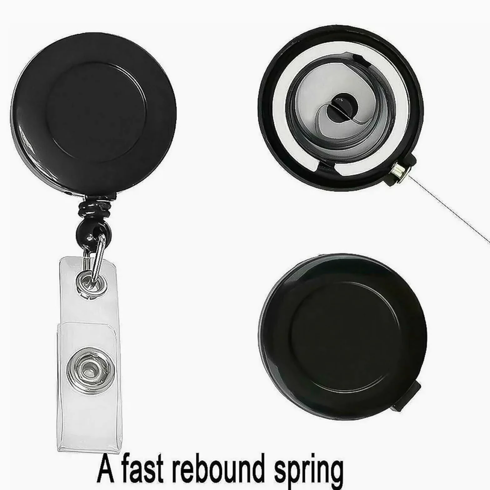 Cordino retrattile, 50 pezzi, porta badge, retrattile, con clip per cintura, estensibile, resistente, spesso, portachiavi