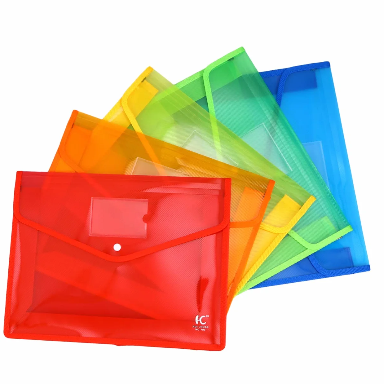 Tofficu 5pezzi Cartella Portadocumenti in Plastica Trasparente con Bottone Pressione Busta da Ufficio Sacchetto Portaoggetti per Organizzazione e Trasporto