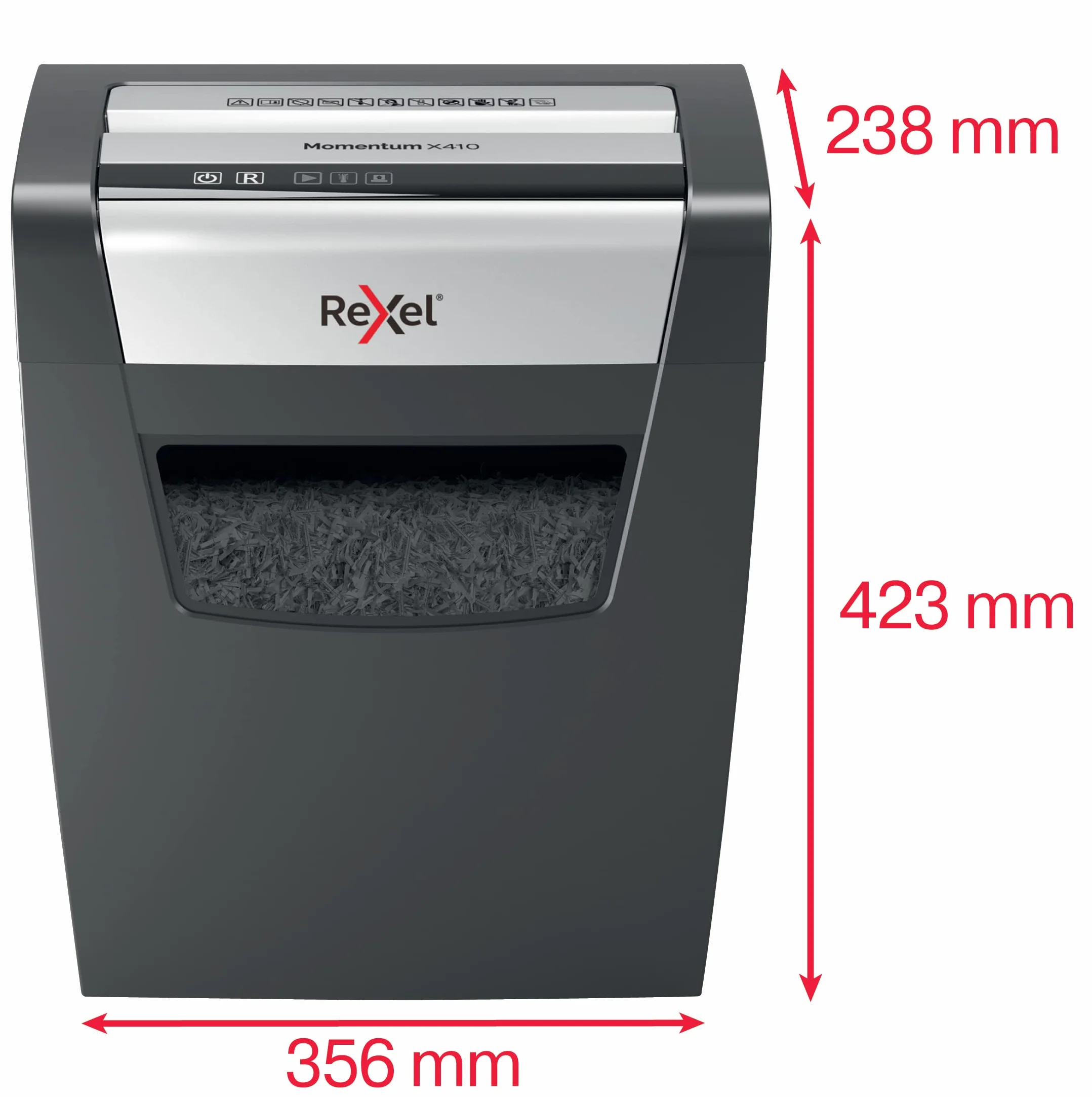 REXEL Momentum X410, Distruggidocumenti Manuale, 11-10 Fogli A4 (70-80 gr/mq), Taglio a Frammento, Livello di sicurezza P-4, per Uso Personale/Home Office, Capacità 23 Litri, 2104571EU