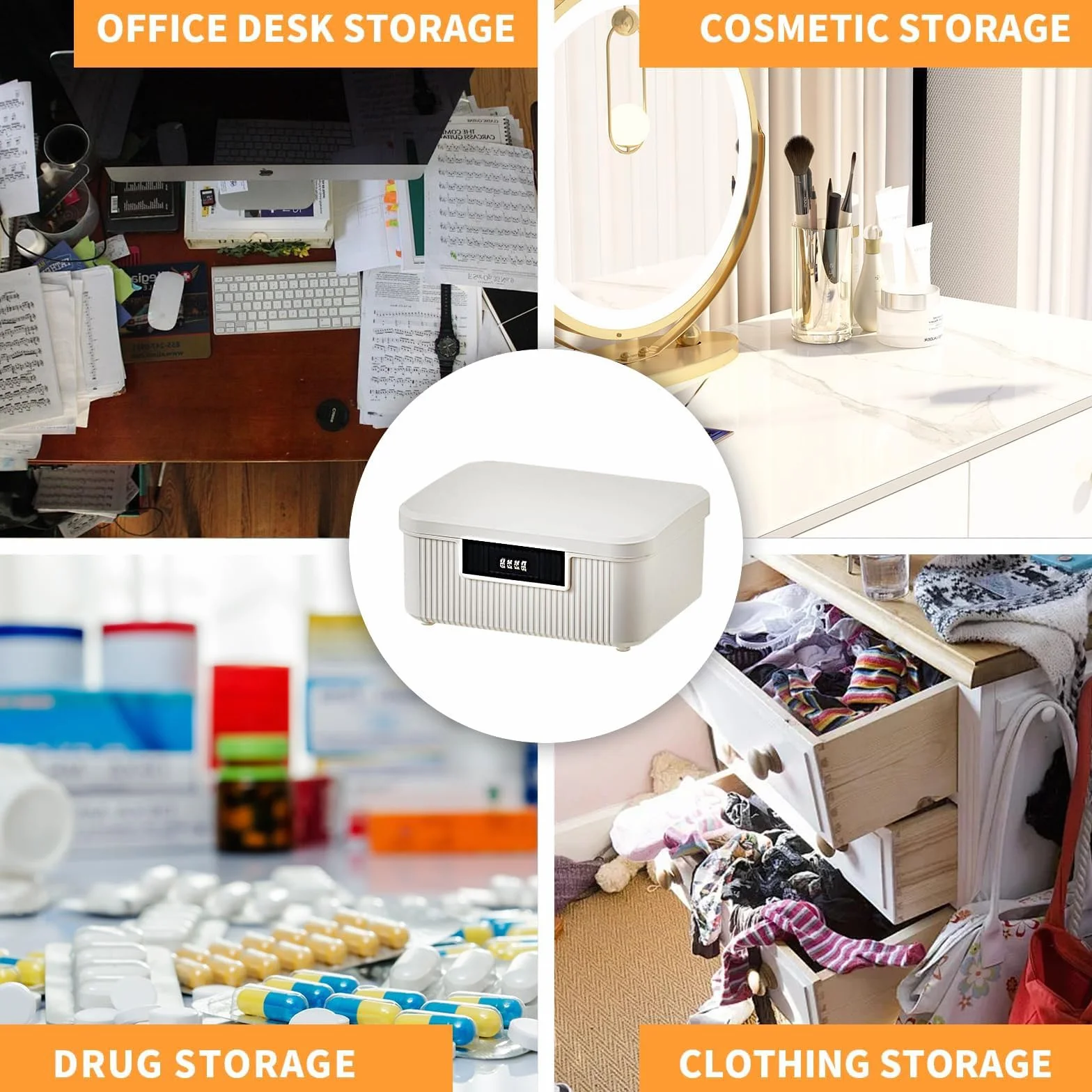 Organizzatore File con Chiusura con Password Contenitore Sicurezza impilabile con Serratura da 9 Litri per Scatola archiviazione Documenti per Uso Domestico in Ufficio