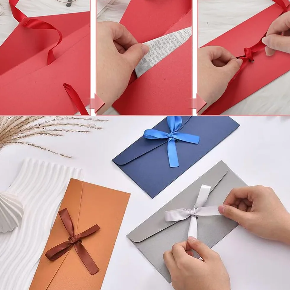 Buste Lettera Colorate con Nastri 12 Pezzi Kraft per Inviti Matrimonio Carte Regalo