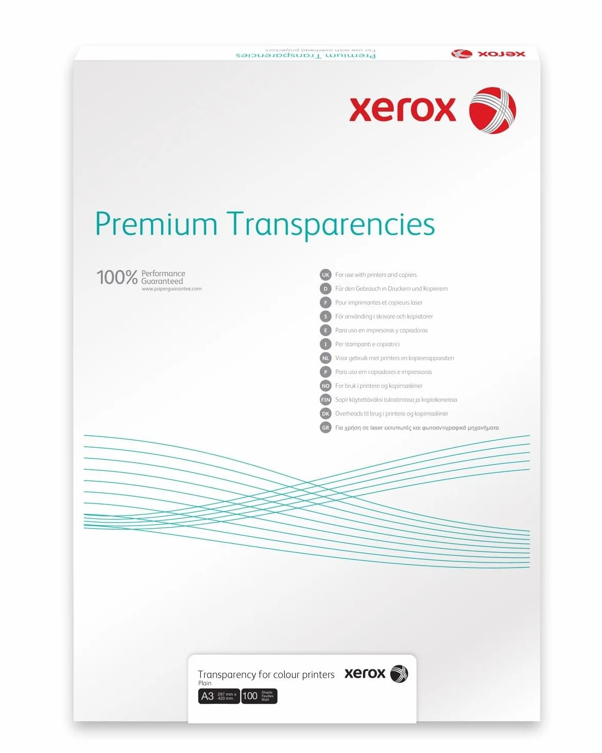 Xerox Premium 003R98203 Confezione da 100 fogli A3 per laser e laser a colori trasparenti