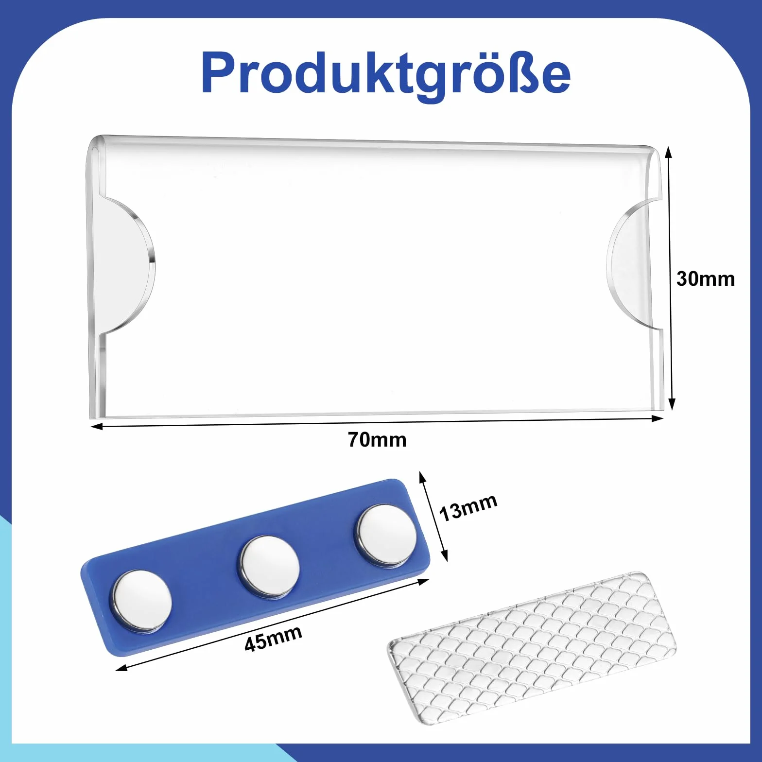 Yoosso 20 pezzi targhette magnetiche per nome 75 x 30 mm trasparente acrilico magneti al neodimio