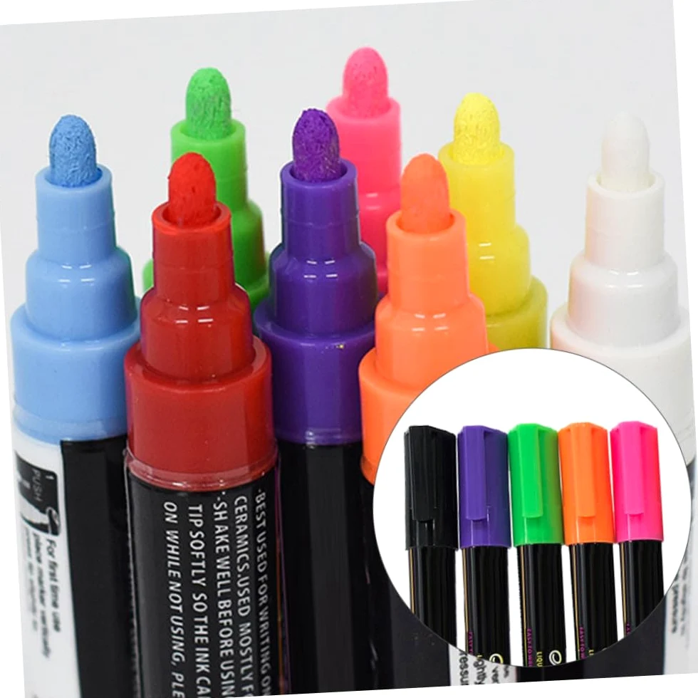 PLAFOPE Set di Pennarelli Fluorescenti Cancellabili 12 Pezzi per Lavagna | Corpo in Plastica Inchiostro Liquido, Punta Rotonda 6mm, Scrittura su Superficie Bianca