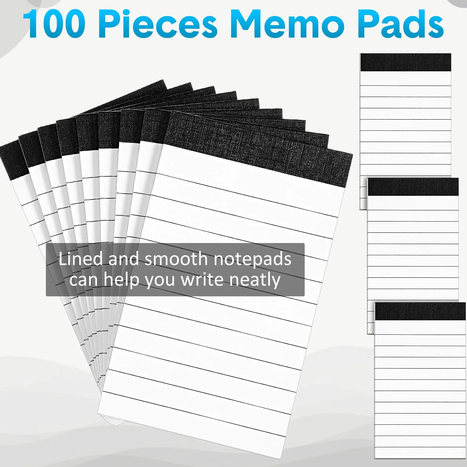 PerKoop Confezione da 100 piccoli blocchetti per appunti, 7,6 x 12,7 cm, mini blocchetti per appunti foderati con 30 fogli in ogni blocco note, per ufficio, università, forniture scolastiche