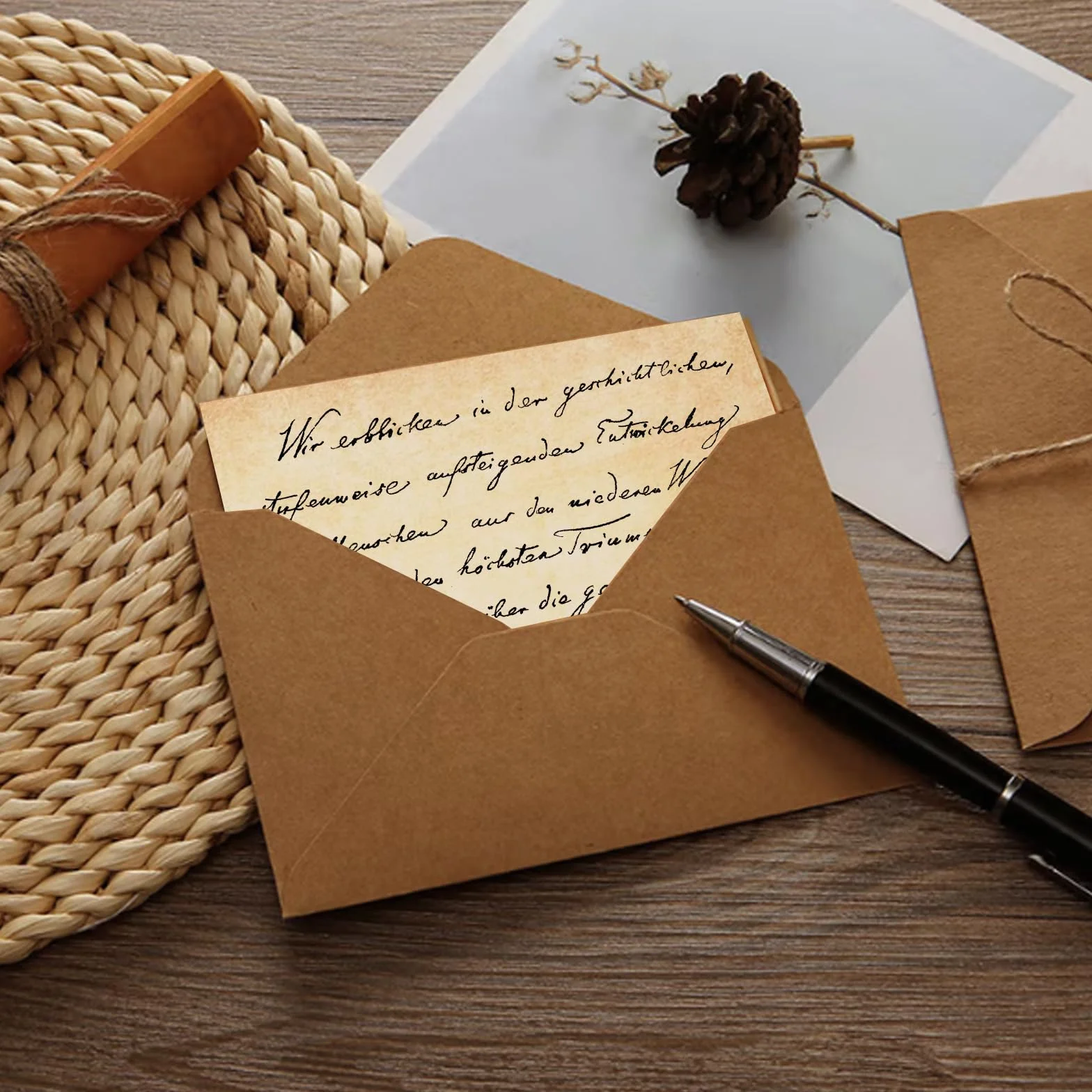 Carta da Lettere Vintage con Busta 65 Pezzi: 20 Buste, 25 Fogli, 20 Adesivi Sigillo di Cera