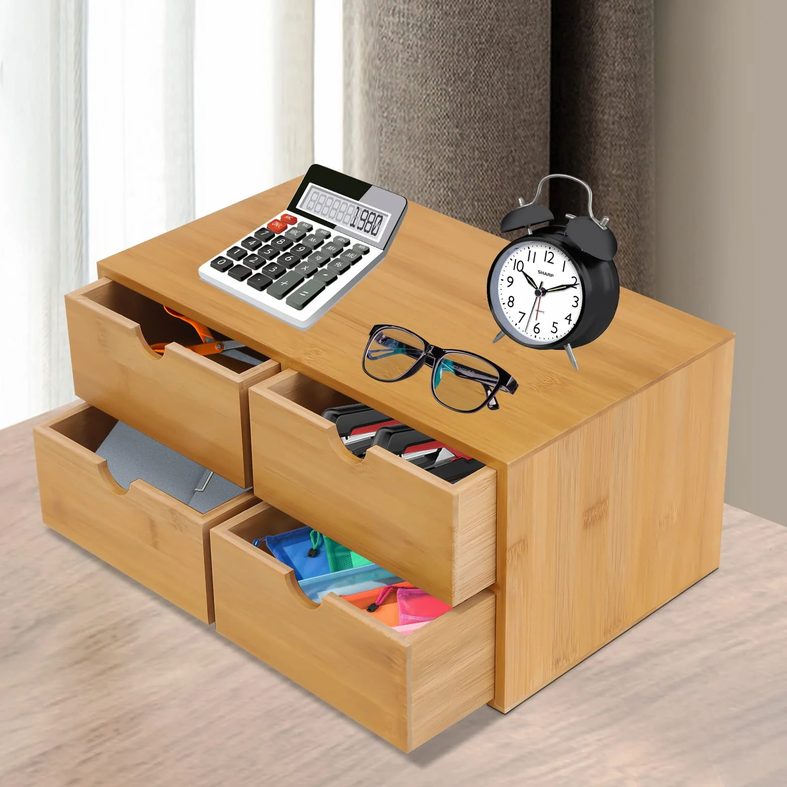 Scrivania Organizzatore in Legno con Cassetto 4 Cassetti per Ufficio Pavimenti Bambù Cassetti Cassetti per Scrivania Ufficio Casa Office