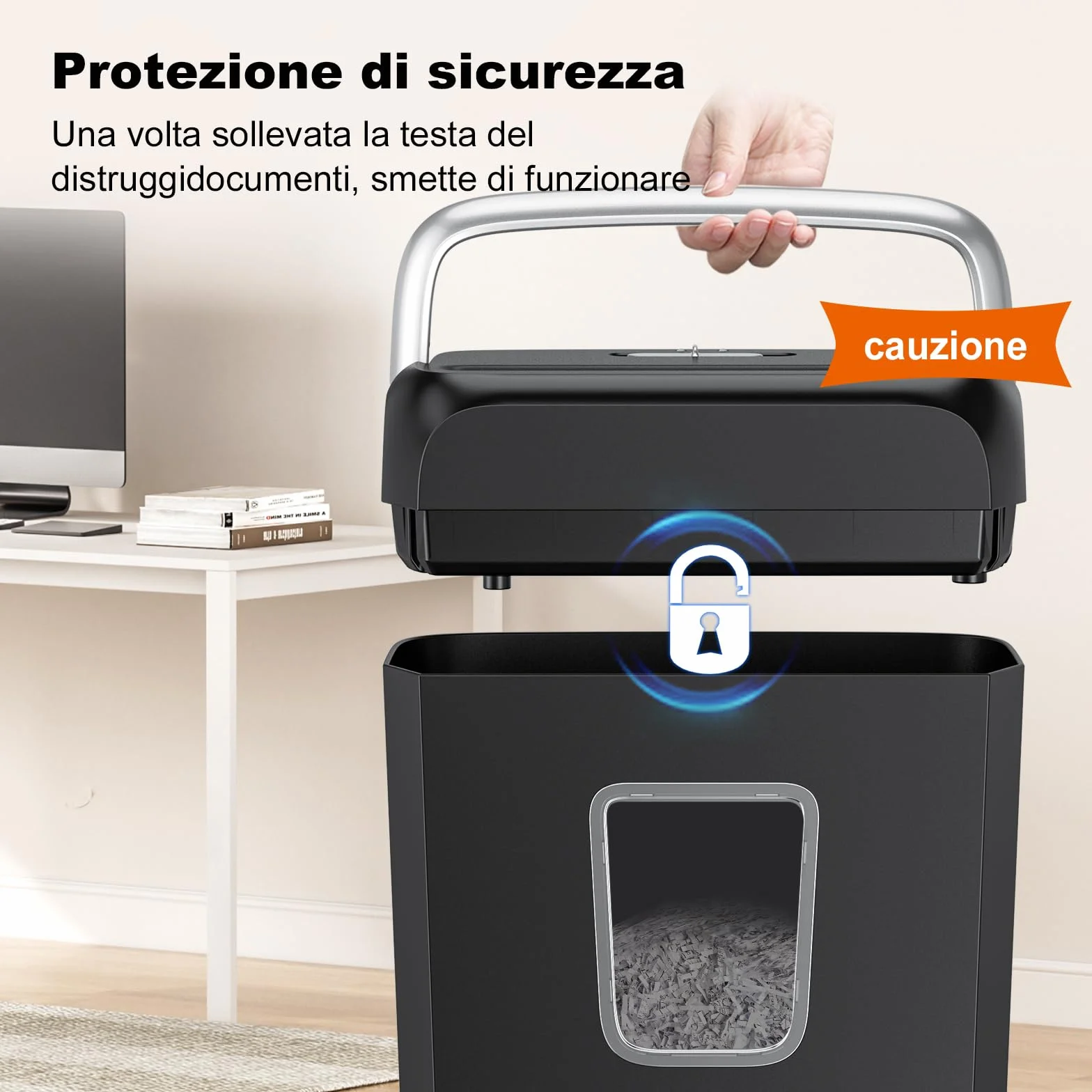 Bonsaii Distruggidocumenti P-4, Tritadocumenti 6 Fogli, Carte di Credito, Graffette, Contenitore 13L, C237-B