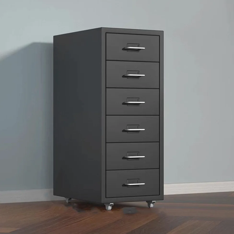 Gabinetto dell'ufficio Cassettiera in acciaio laminato a freddo addensato 6 strati di armadietti grande capacità Armadietti for ufficio Armadietto for l'organizzazione dei dati multifunzionale(Nero)