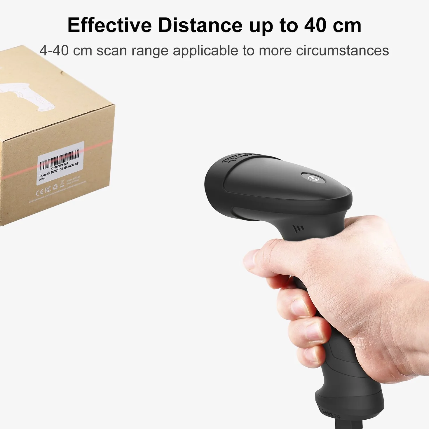 Inateck USB Lettore a barcode con supporto, BCST-33