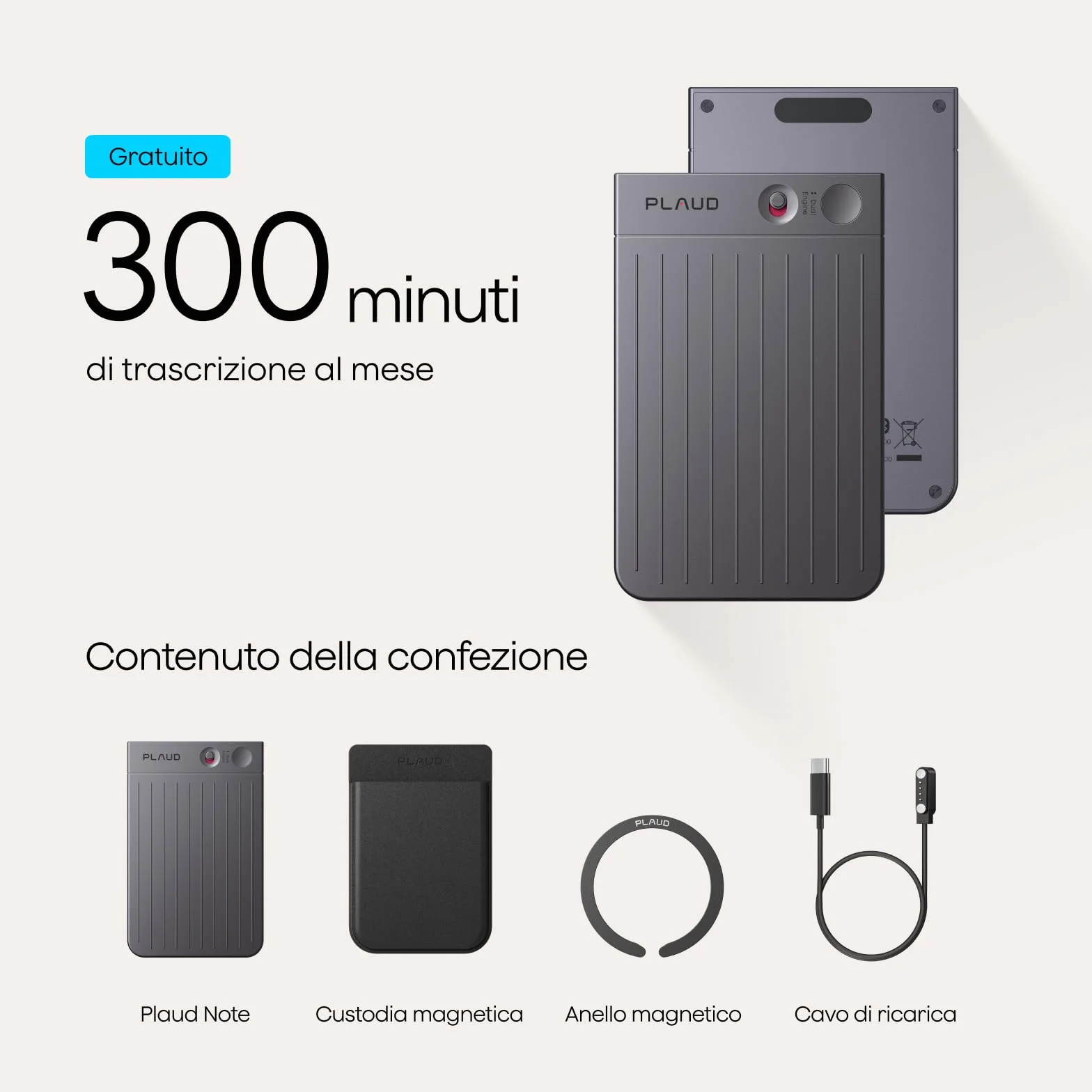 Plaud Note Registratore Vocale AI Professionale con Custodia Audio Digitale Trascrizione Riassunti Automatici in 112 Lingue Controllo App Perfetto per Riunioni Lezioni Chiamate Colloqui Interviste | Controllo tramite App Trascrizione e Riepilogo IA Suppor