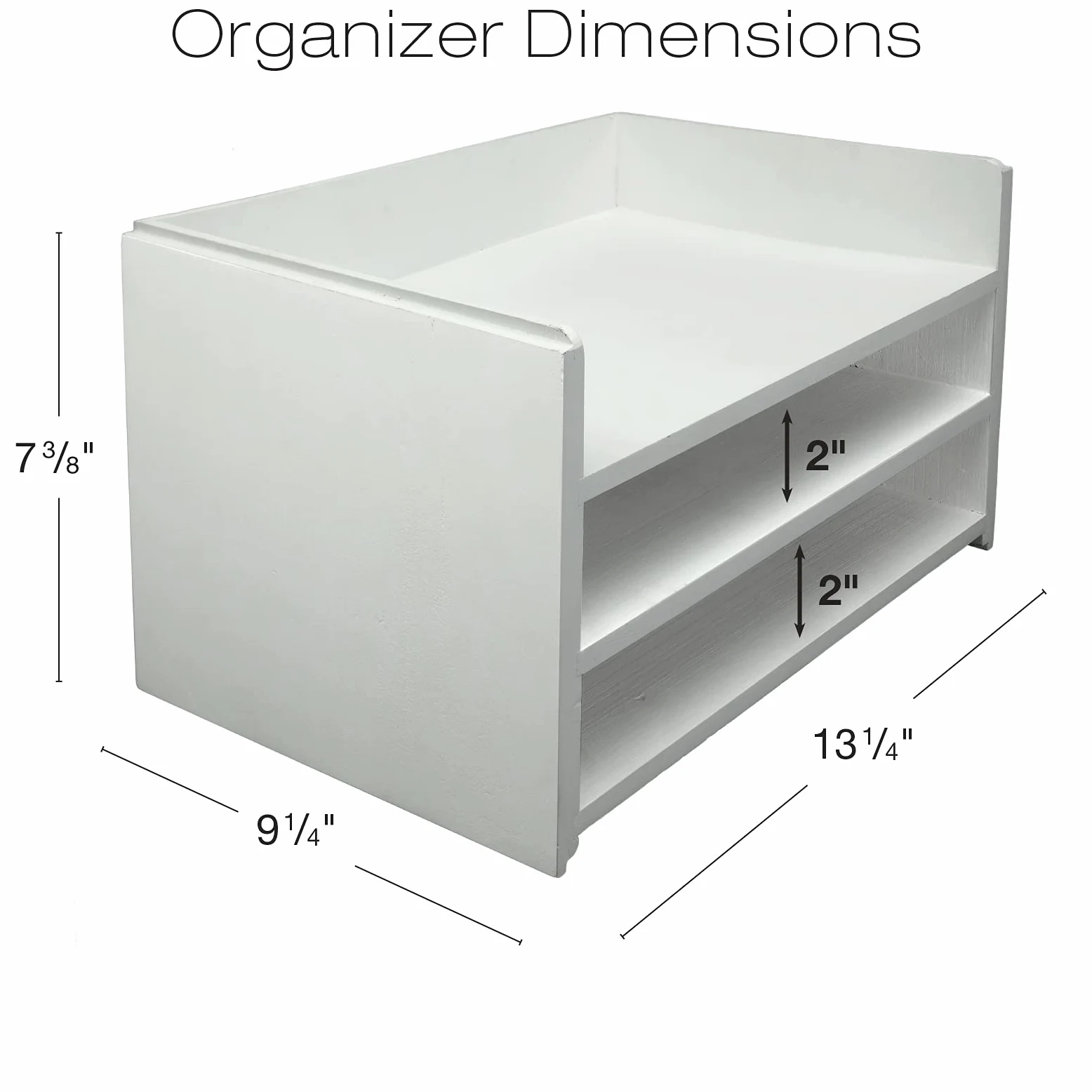 Excello Global Products Vassoio per lettere impilabile in legno: organizer da scrivania per file, cartelle, raccoglitori e quaderni (bianco)