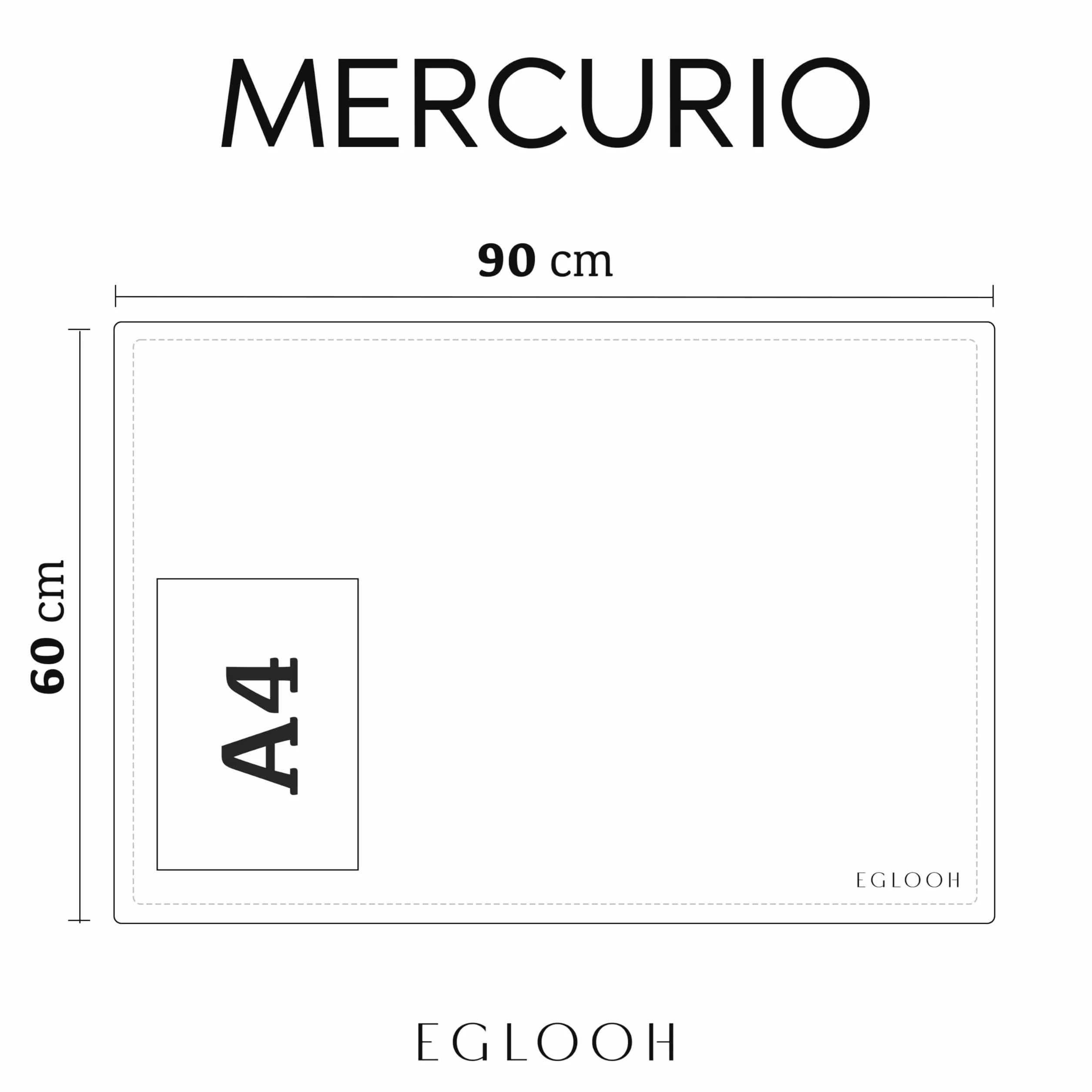 Eglooh Mercurio Sottomano Scrivania Angoli Squadrati Desk Pad Antiscivolo Tappetino Scrivania Cuoio Made in Italy