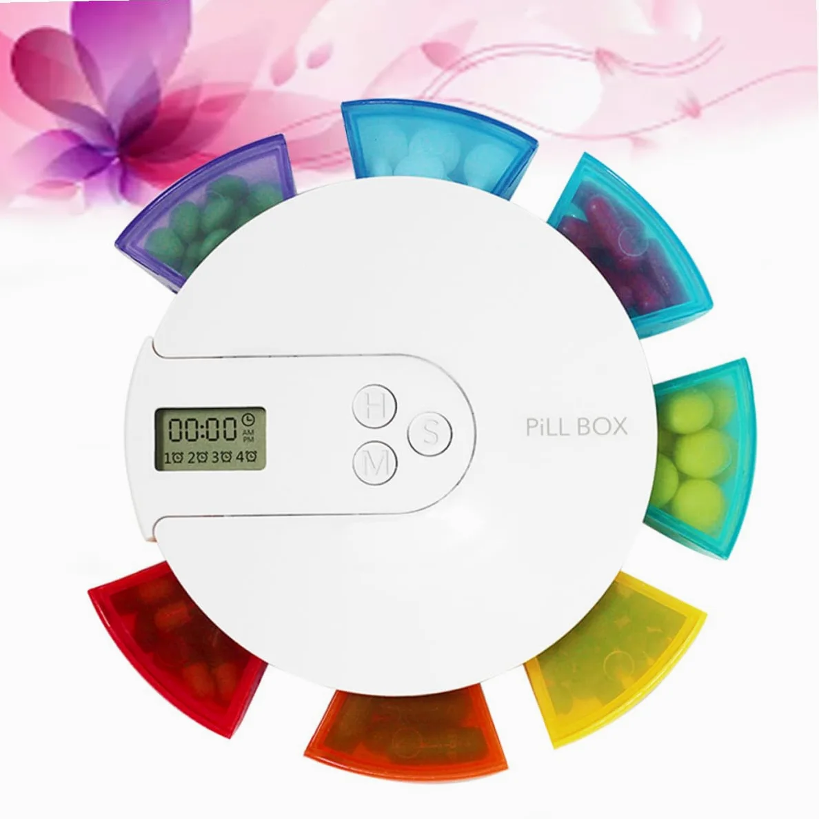 Portapillole Settimanale 7 Scomparti Elettronico con Timer | Abs Pp, Pulsante di Blocco, Promemoria Alimentazione Incluso, Programma Facile da Impostare