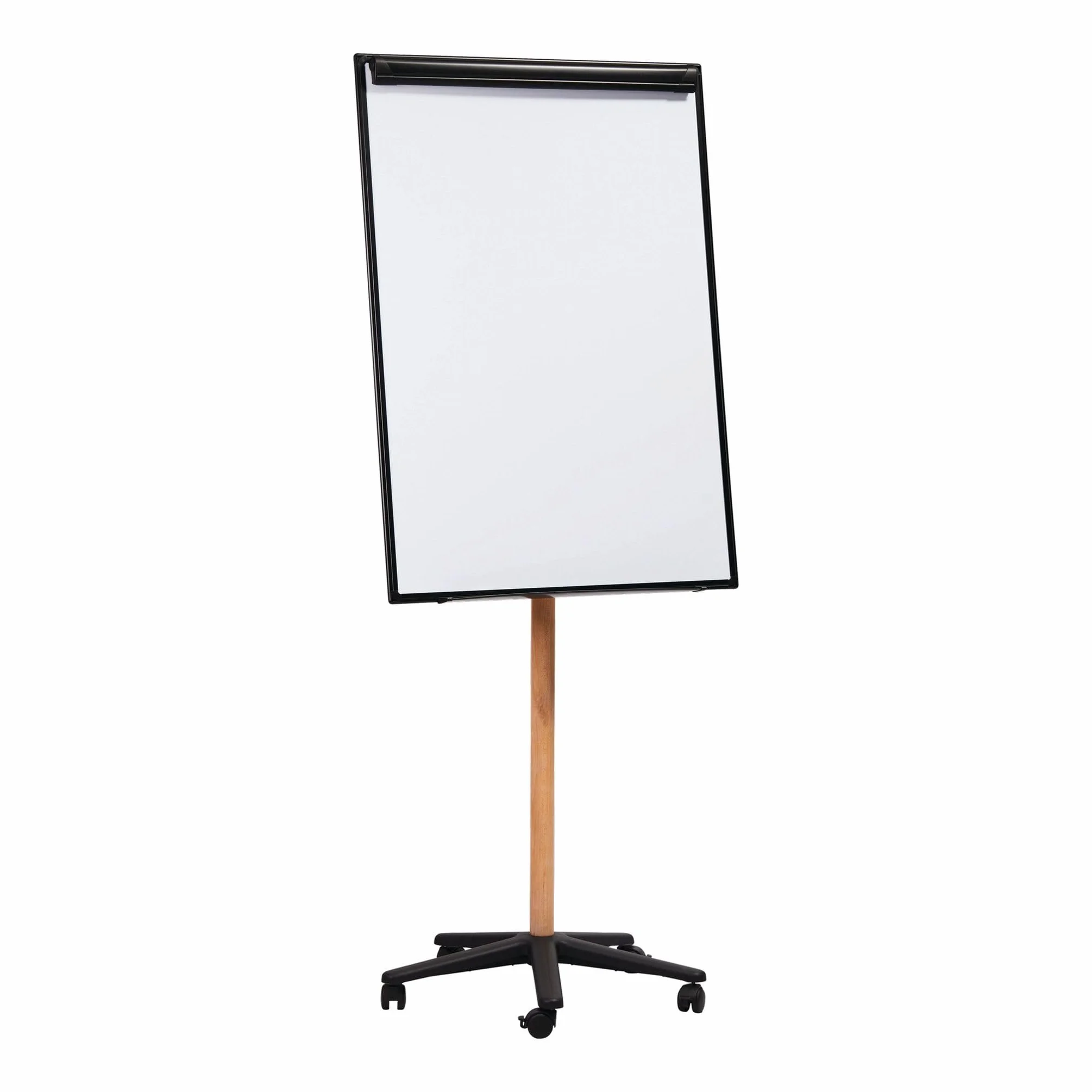 Bi-Office Essence Flipchart Mobile Easel, Superficie magnetica in acciaio laccato, struttura in alluminio nero e legno naturale