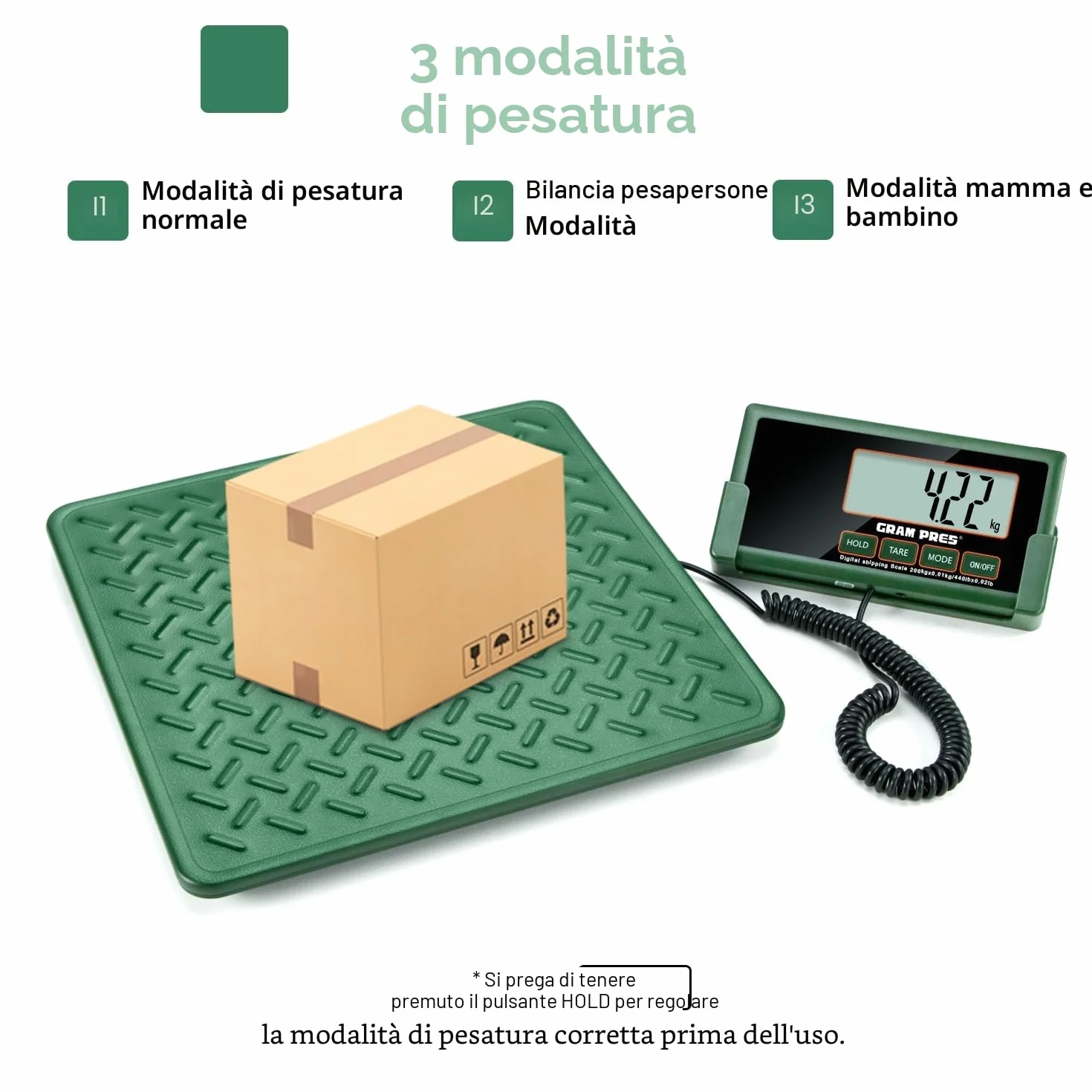 Bilancia digitale ad alta precisione GRAM PRES 440 lbs 10 g piattaforma in acciaio Hold Tare