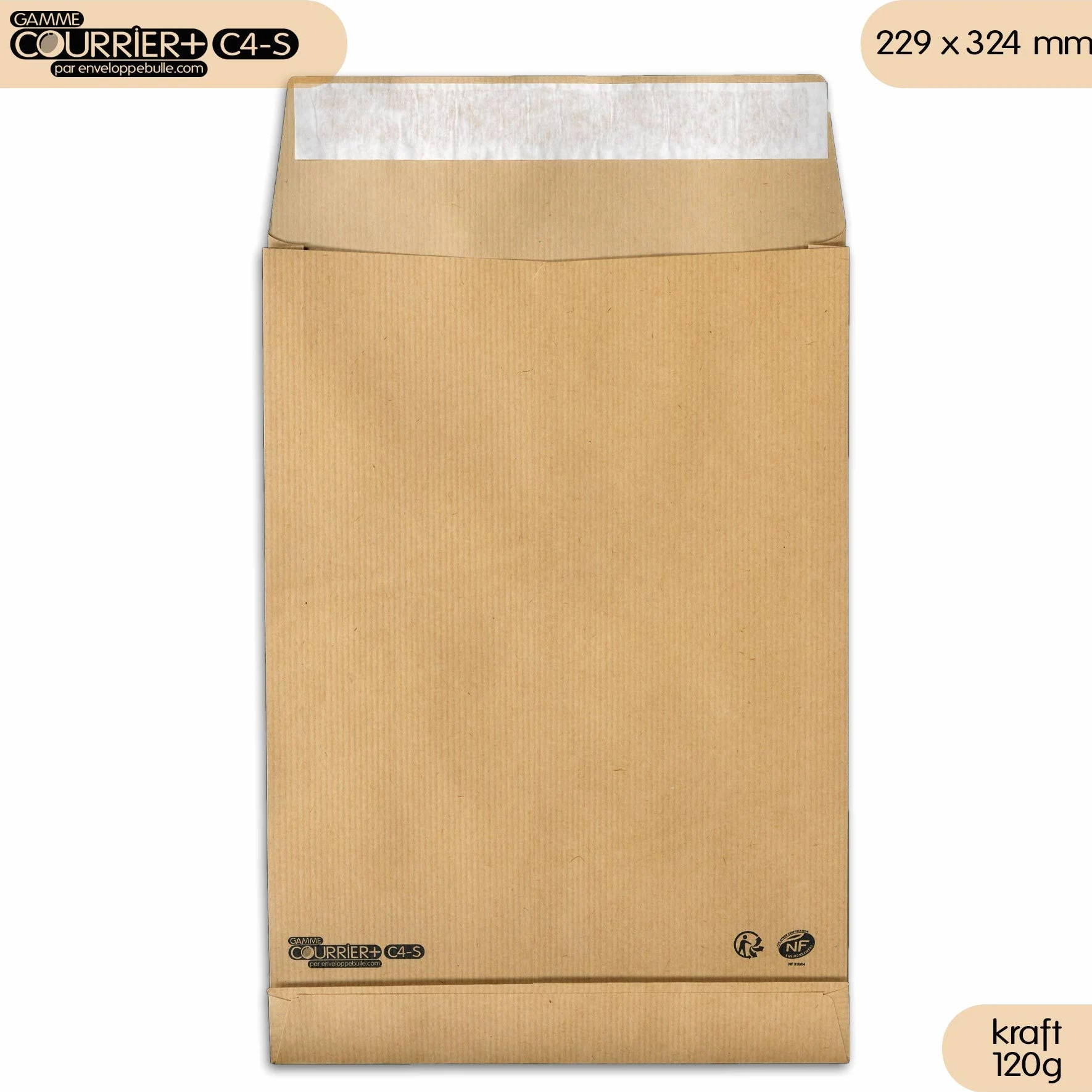Buste in carta Kraft, 120 g, a soffietto, formato C4