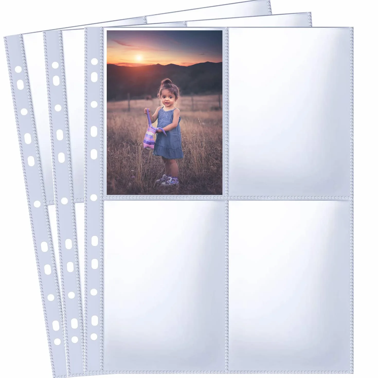 A4 Foto Maniche per Raccoglitore ad Anelli, Guaine Trasparenti per Cartoline, 4 Scomparti, Proteggi Pagine Fotografiche (109x153 mm), 240 Pezzi