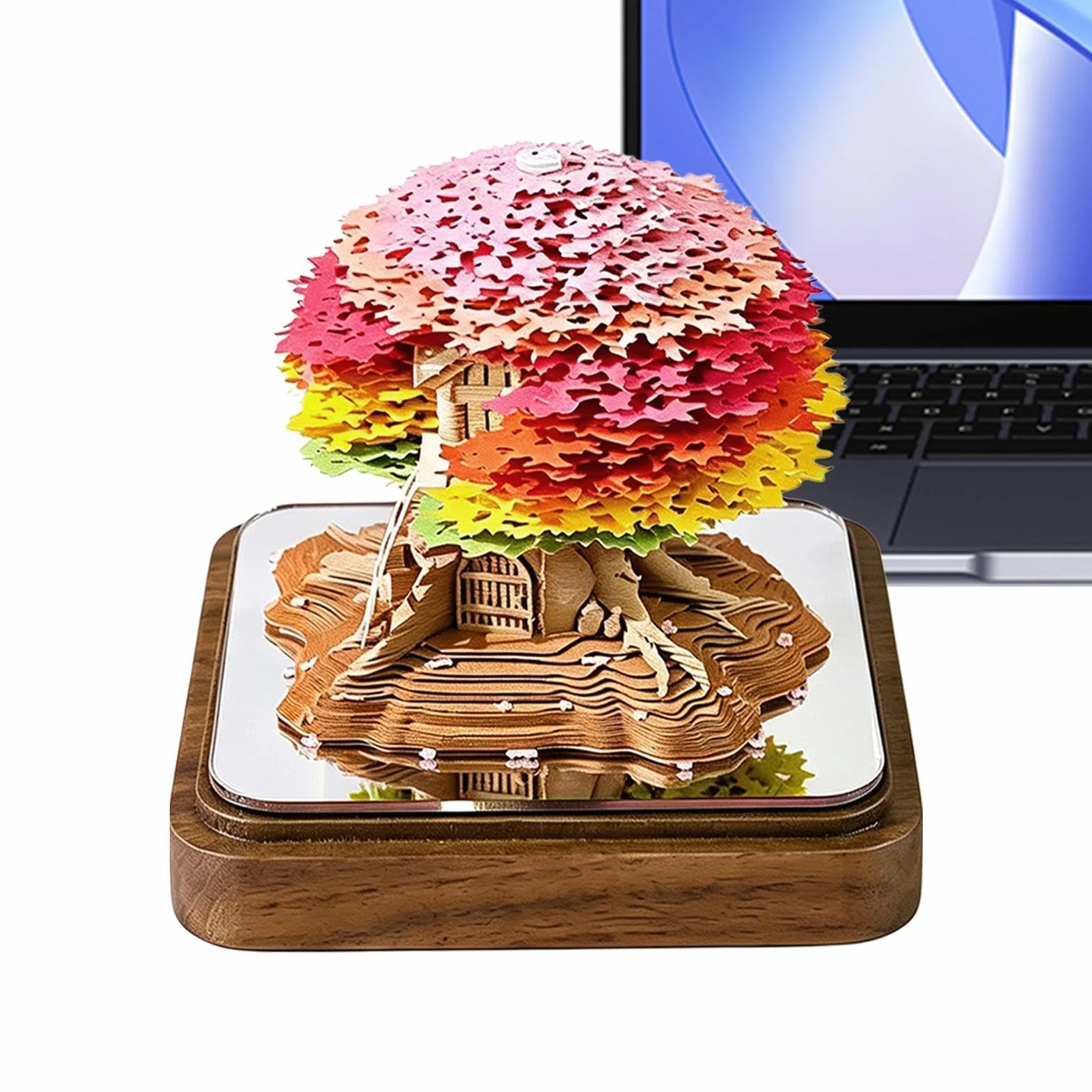Blocco Note 3D Quaderno d'Arte Design Albero e Casa | Con Copertura Trasparente Antipolvere Per Scultura Bloc-Notes A Strappo per Insegnanti Studenti Ufficio Scuola Task