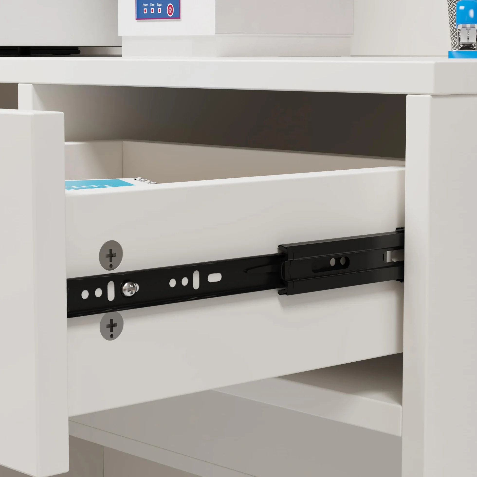 Banco reception con cassetto per tastiera - Banco ufficio in MDF bianco - Arredamento per negozi al dettaglio, 100 x 120 x 50 cm