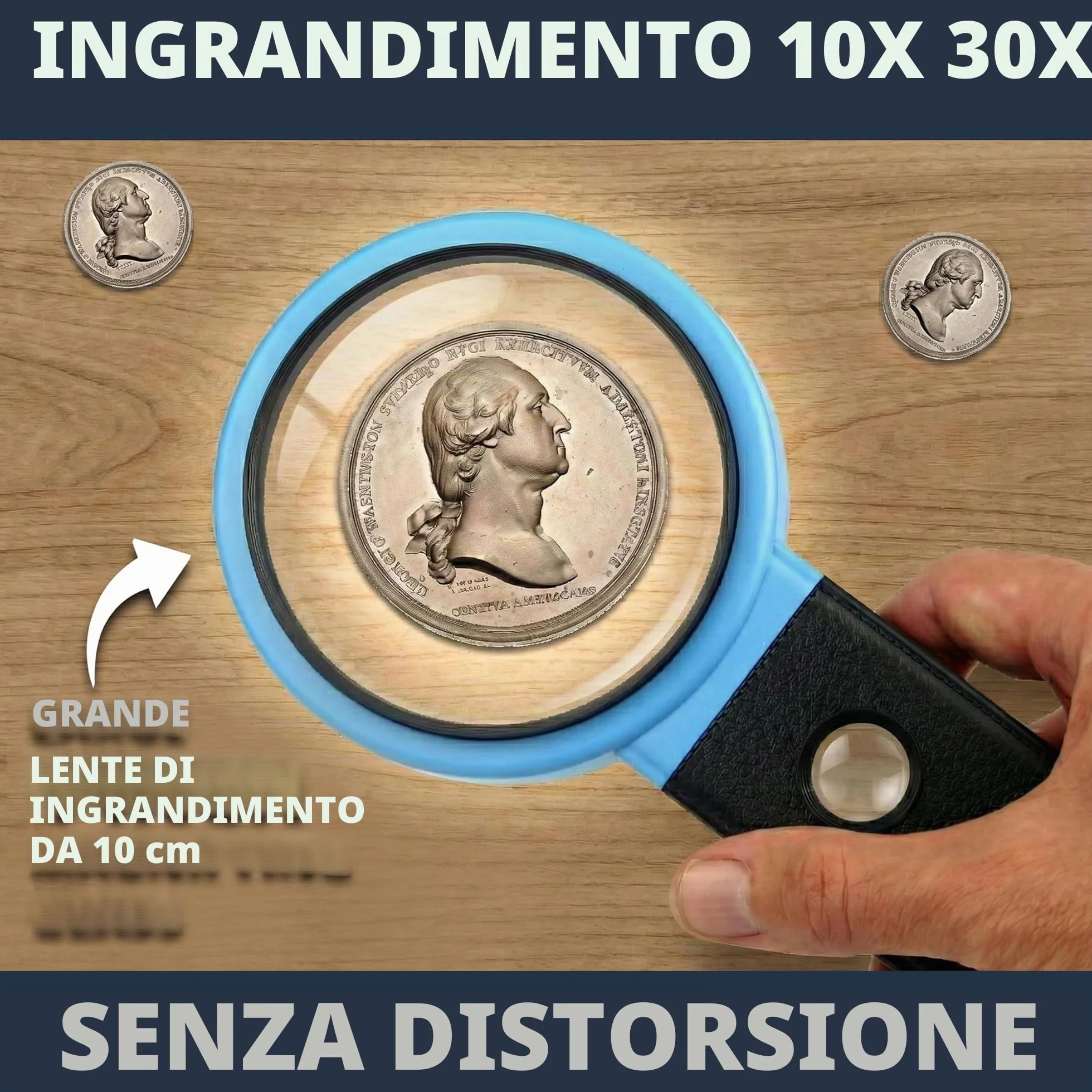 Lente d'ingrandimento 30x a mani libere con 36 LED ultra luminose e custodia 40x per lettura gioielli monete orologi