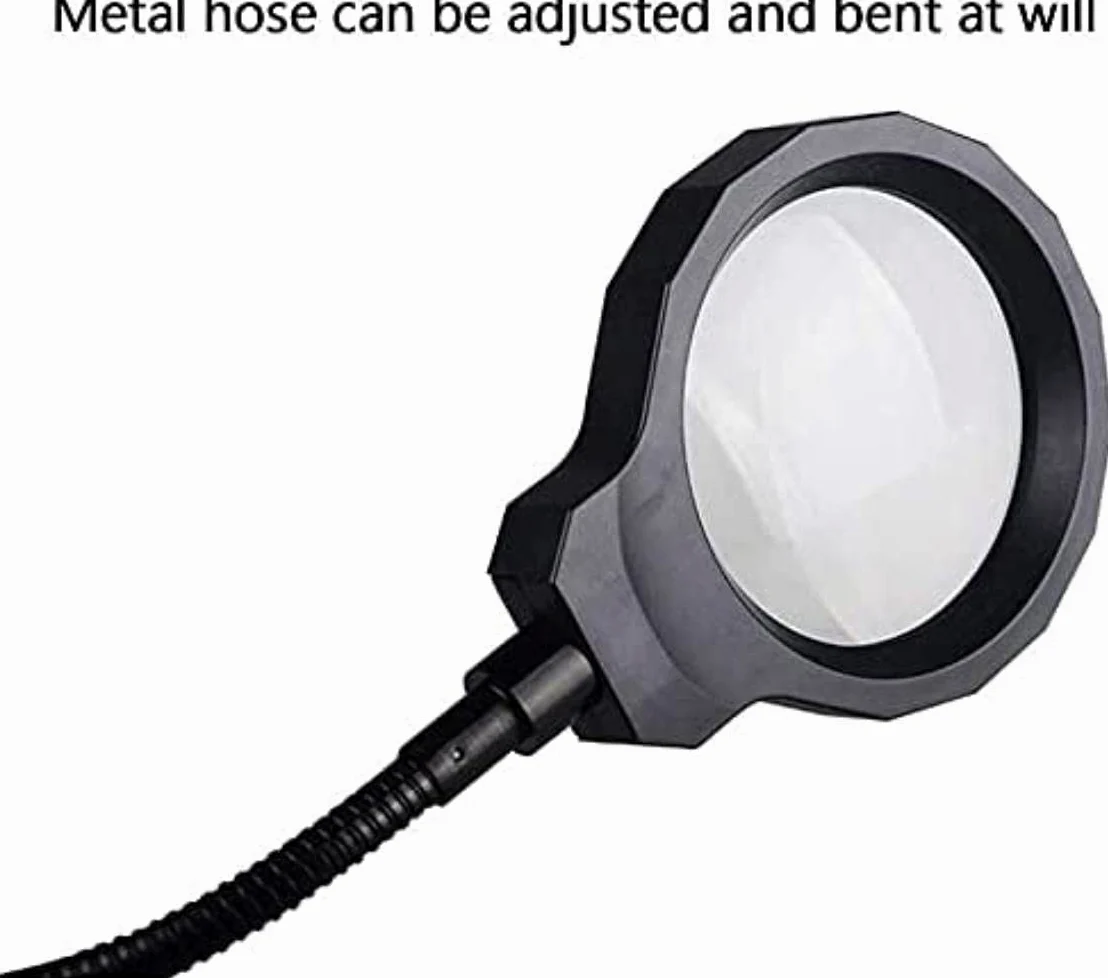 Lente d'Ingrandimento a LED, Lampada da scrivania con Lente d'Ingrandimento, Luce di Lettura Flessibile, Illuminazione per riparazioni, Lente d'Ingrandimento con Alimentazione,