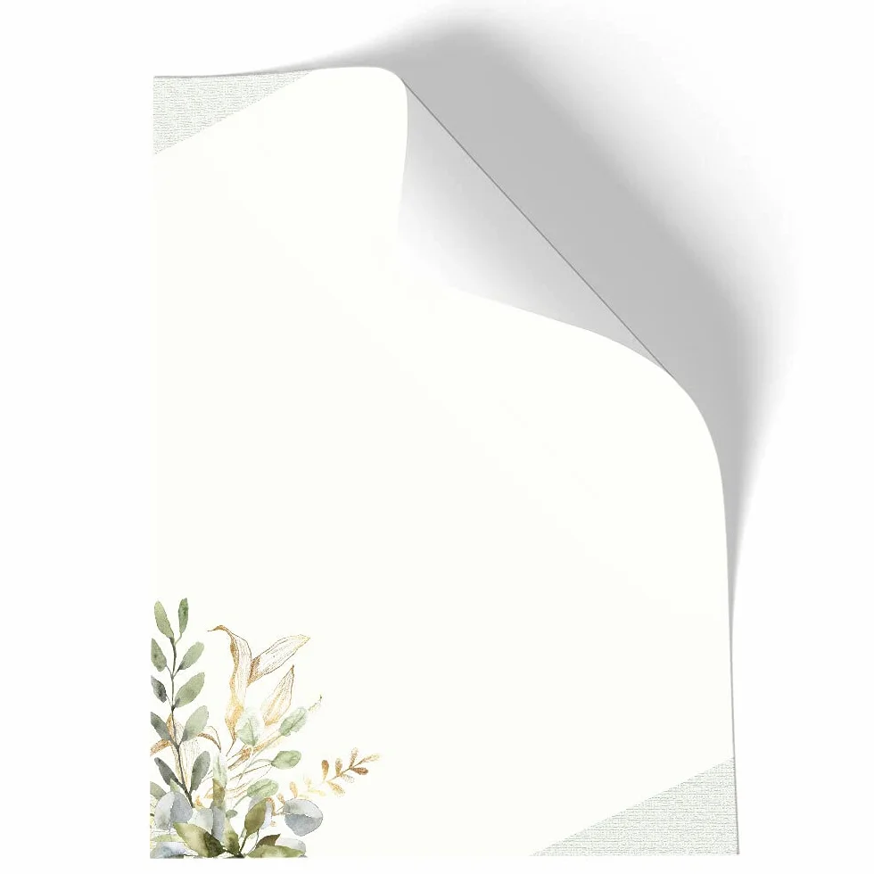 Carta da lettera decorata RAMI VERDI DIN A4 Fiori & Petali