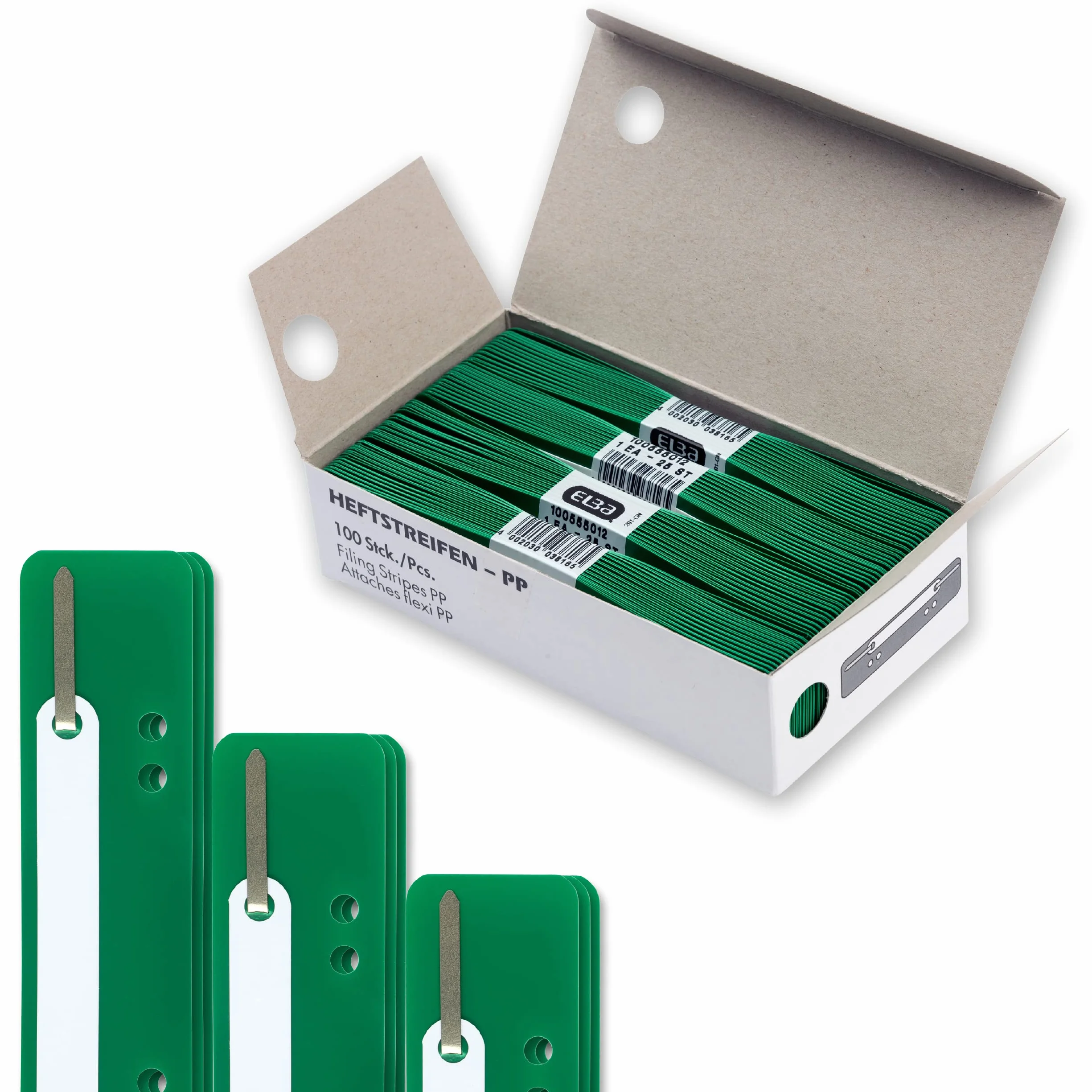 Elba Confezione da 100 strisce in plastica 150 x 35 mm verde