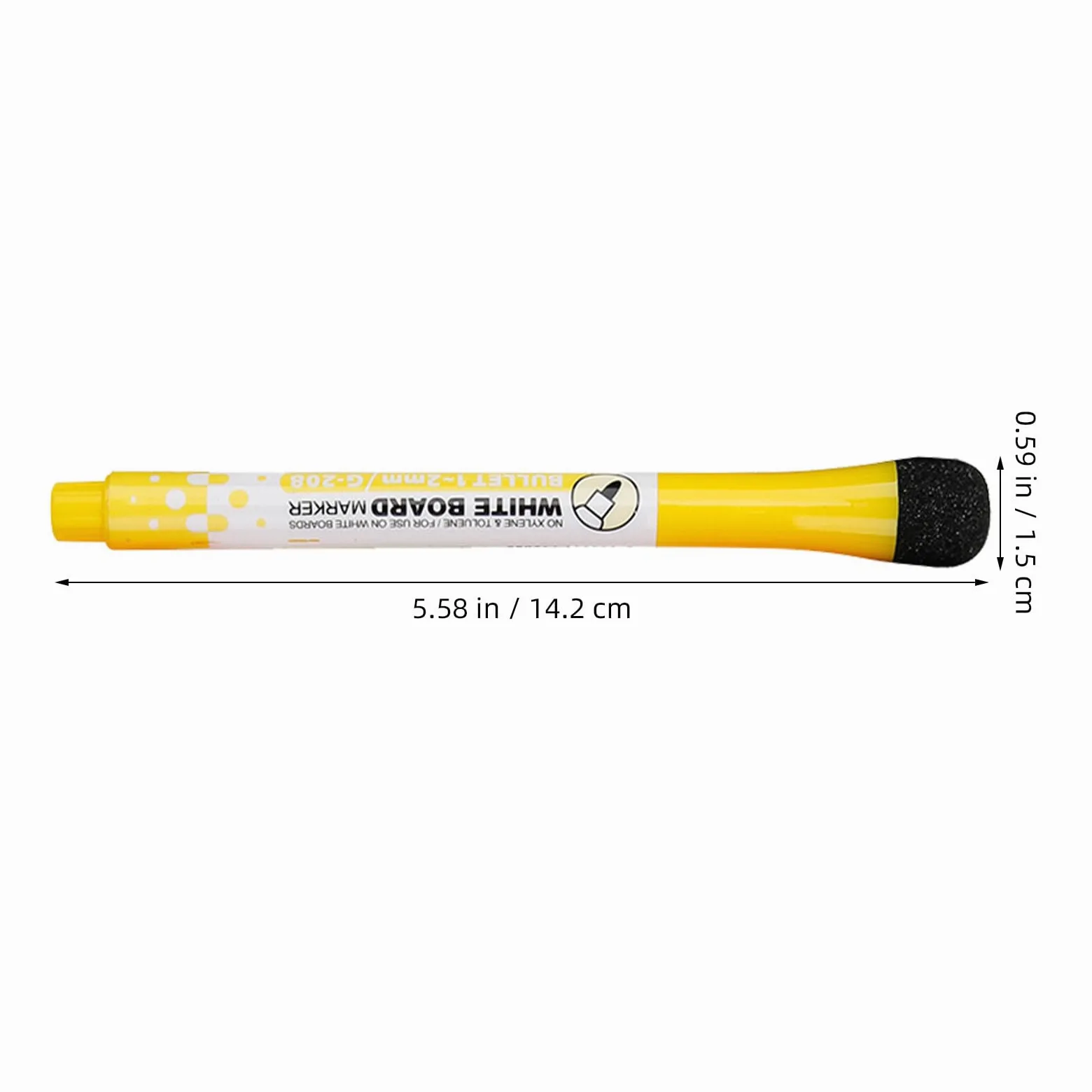 Artibetter 20 pennarelli magnetici cancellabili a secco, pennarelli gialli per lavagna bianca, riutilizzabili a punta fine, forniture per lavagna cancellabile per scuola, ufficio e casa