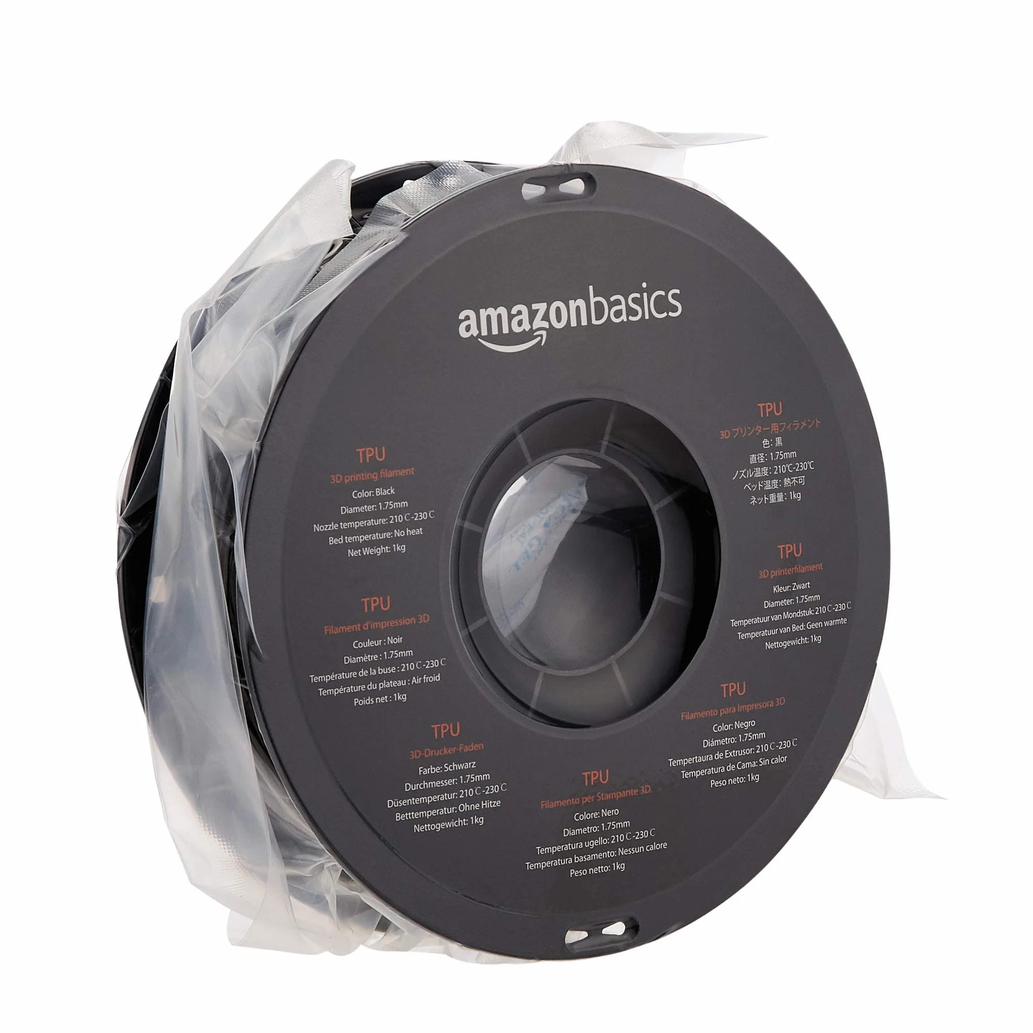 Amazon Basics Filamento TPU 1.75 mm nero 1 kg per stampanti 3D