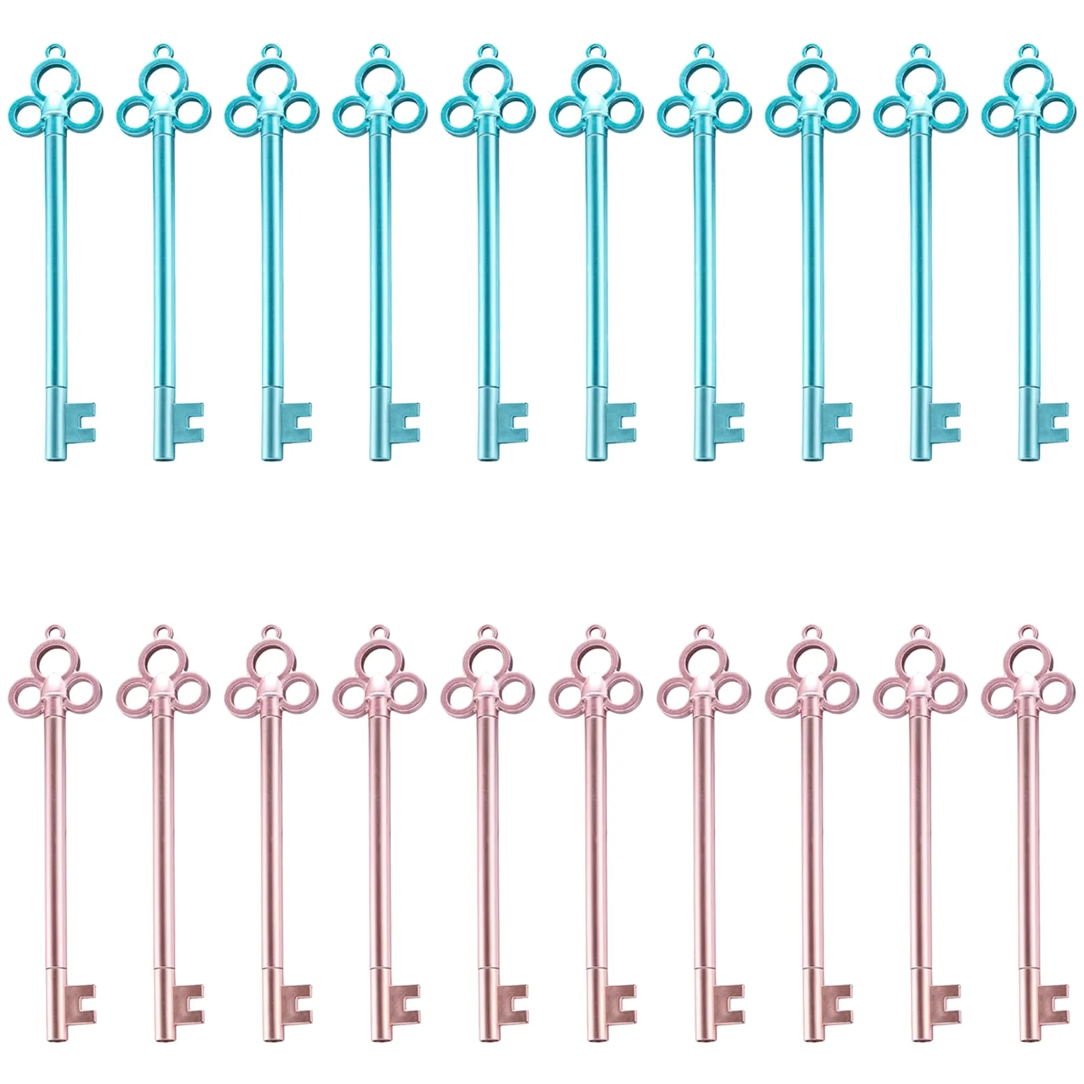 WOONEKY 40 Pezzi 40 Penne a Sfera Gel a Forma di Chiave Blu e Rosa, Cancelleria Creativa per Scrittura Scorrevole, Set da 40 Pezzi per Ufficio e Scuola, Regalo Originale per Scrittori e