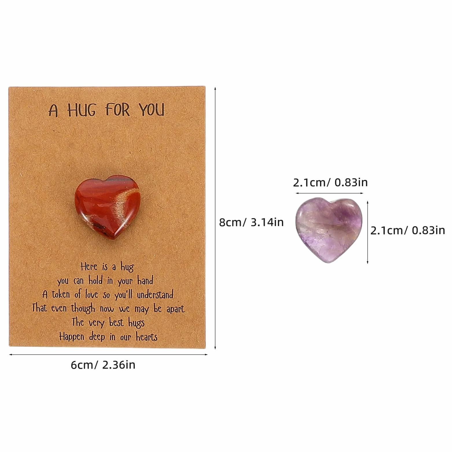 Biglietti D’auguri con Pietra Naturale a Forma di Cuore 2 Cm, Set da 40 Pezzi per Festa degli Innamorati e Compleanni, Carte Fai da Te per Scambio Auguri e Regali Creativi