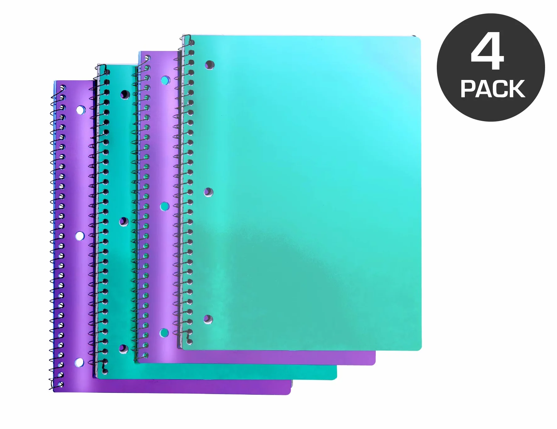 It's Academic Quaderno a spirale a righe, 1 soggetto, 80 fogli, viola metallizzato e verde acqua, confezione da 4 (21107-4 pezzi)