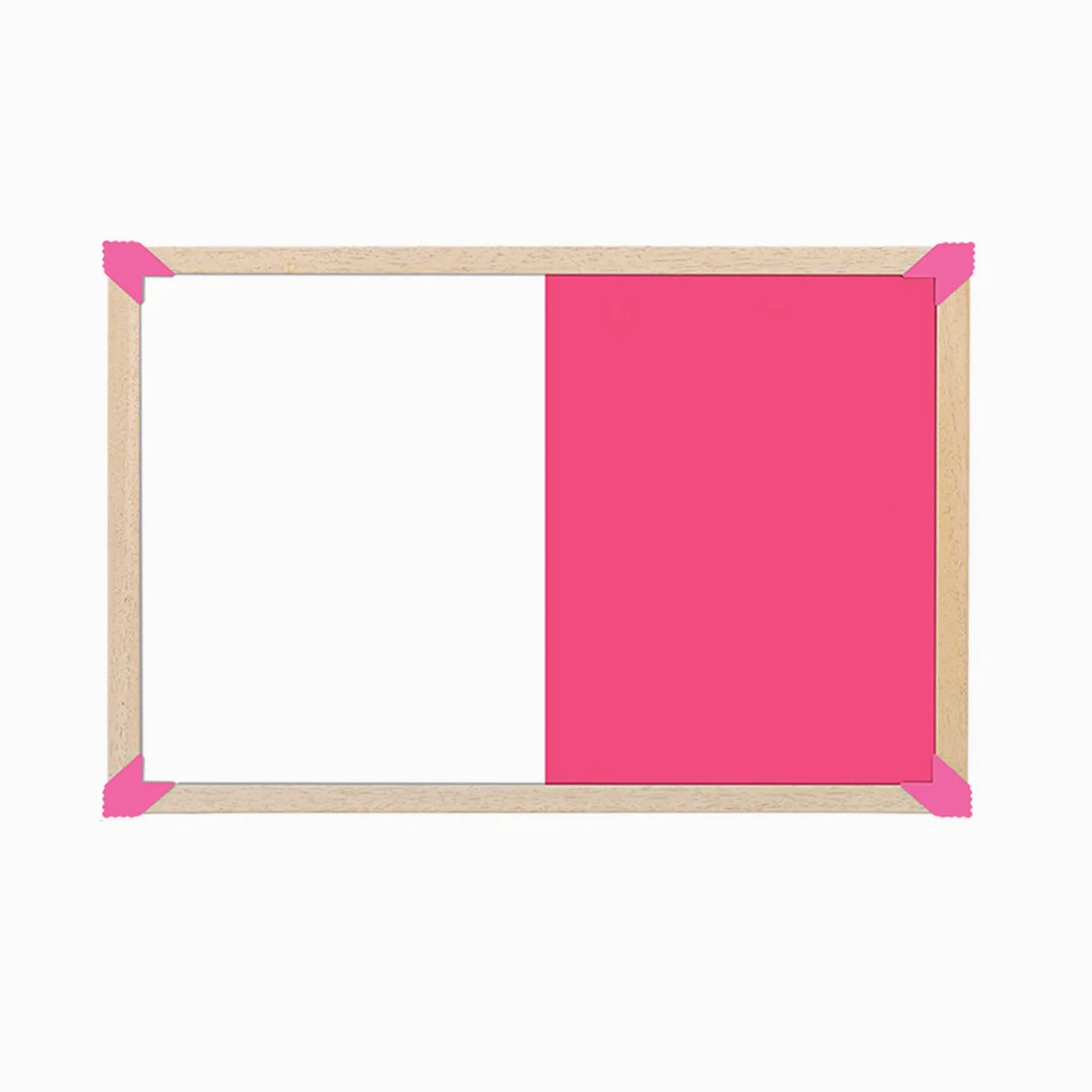 Lavagna bianca monofacciale bicolore con giunzioni, lavagna cancellabile a secco, cornice in legno per ufficio domestico, messaggio per studenti, promemoria, graffiti, insegnamento (rosa-90X120CM)