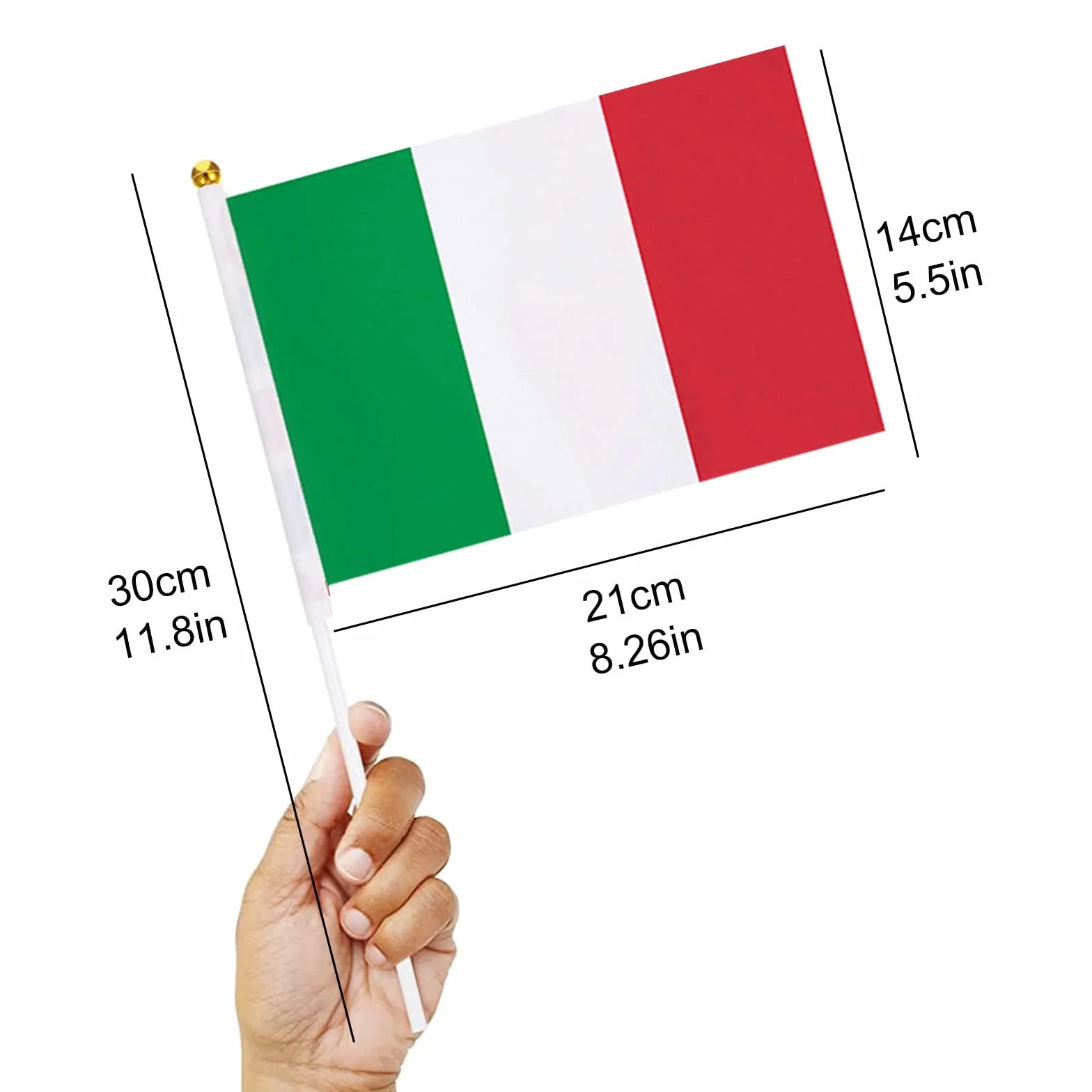 Bandiera dell'Italia a Manovella Con Bastoncino - Mini Bandiere Italiane 10 PCS
