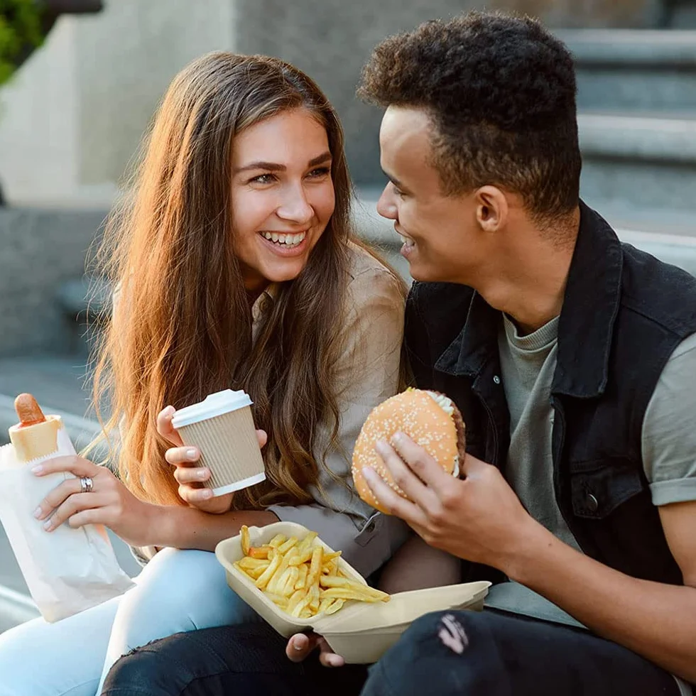 Contenitori Biodegradabili Take Away per Hamburger 50 Pezzi