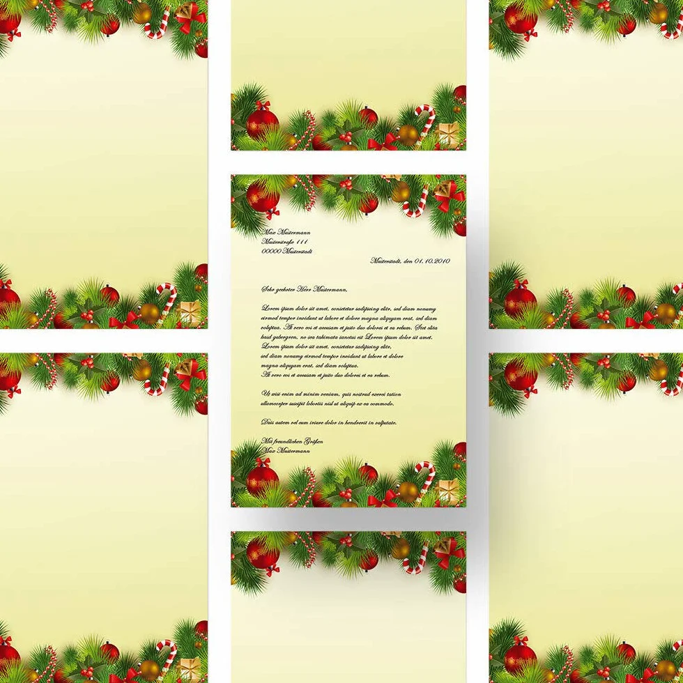 Carta da lettera decorata Natale AUGURI NATALIZI DIN A4 50 fogli
