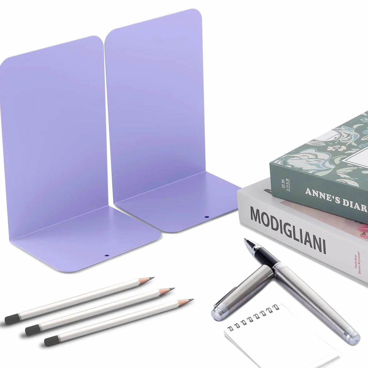 MSDADA Fermalibri per Mensole, Porta Libri da Scrivania, Viola