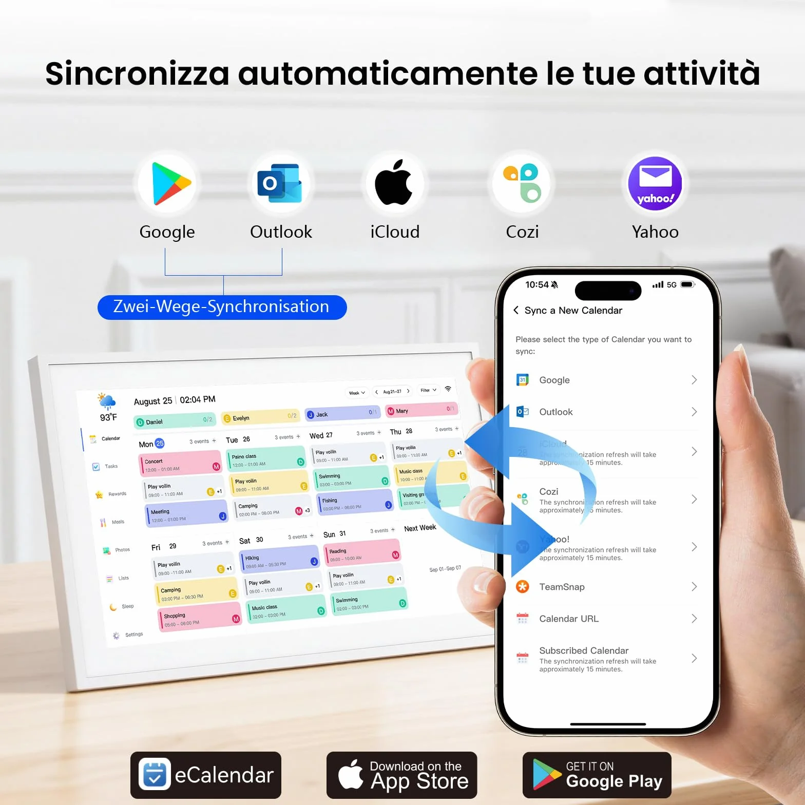 NEWYES 2026 Calendario Digitale da Parete 15,6", Agenda familiare interattiva con touchscreen, Organizzatore e Planner Familiare con Display IPS Full HD 1920×1080, Ideale per Regali e la Casa