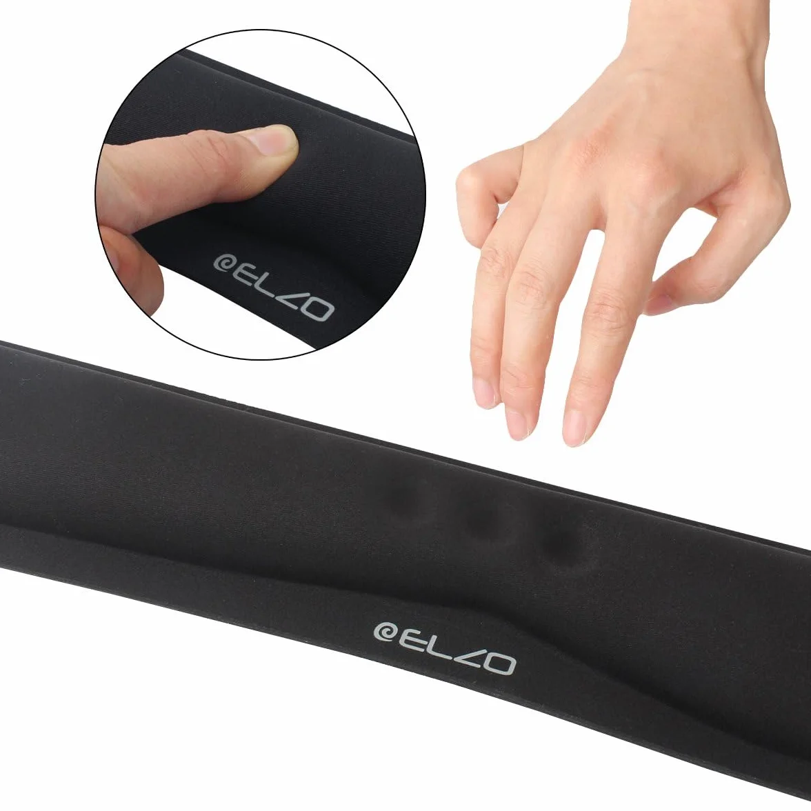 ELZO Poggiapolsi per Tastiera Memory Foam, Wrist Rest Cuscinetto Supporto Palmi Polsi per Computer Portatile, Nero