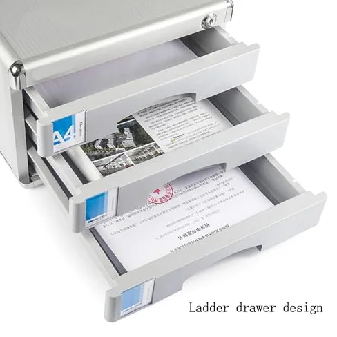 Cassettiera in metallo con serratura, armadietto per archiviazione, organizer da ufficio in lega di alluminio, scatola laterale durevole per un uso efficiente in ufficio