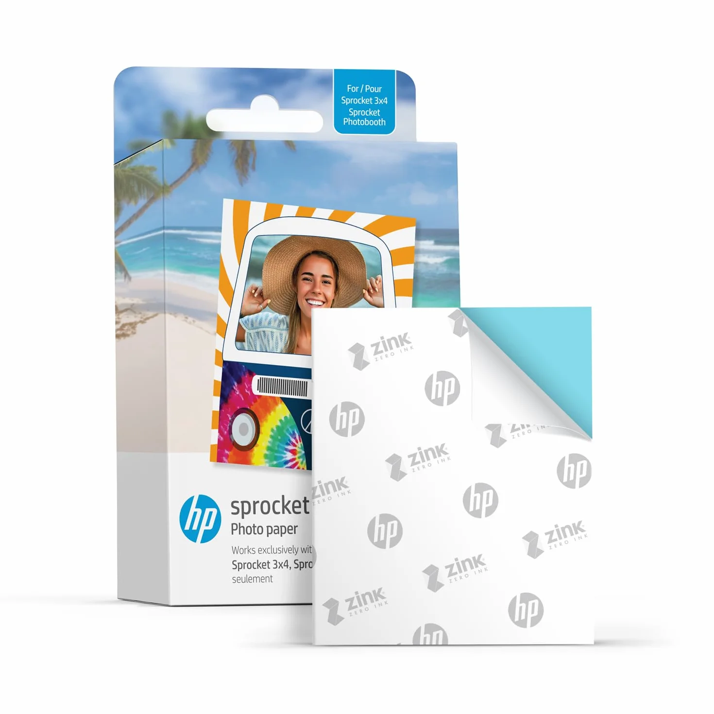 HP Sprocket Carta fotografica Zink retro adesivo 100 fogli 3.5x4.25" compatibile